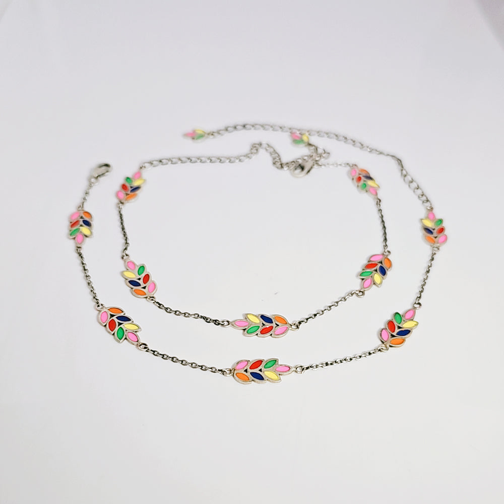 Vibrant Leaves Anklet in 925 Silver