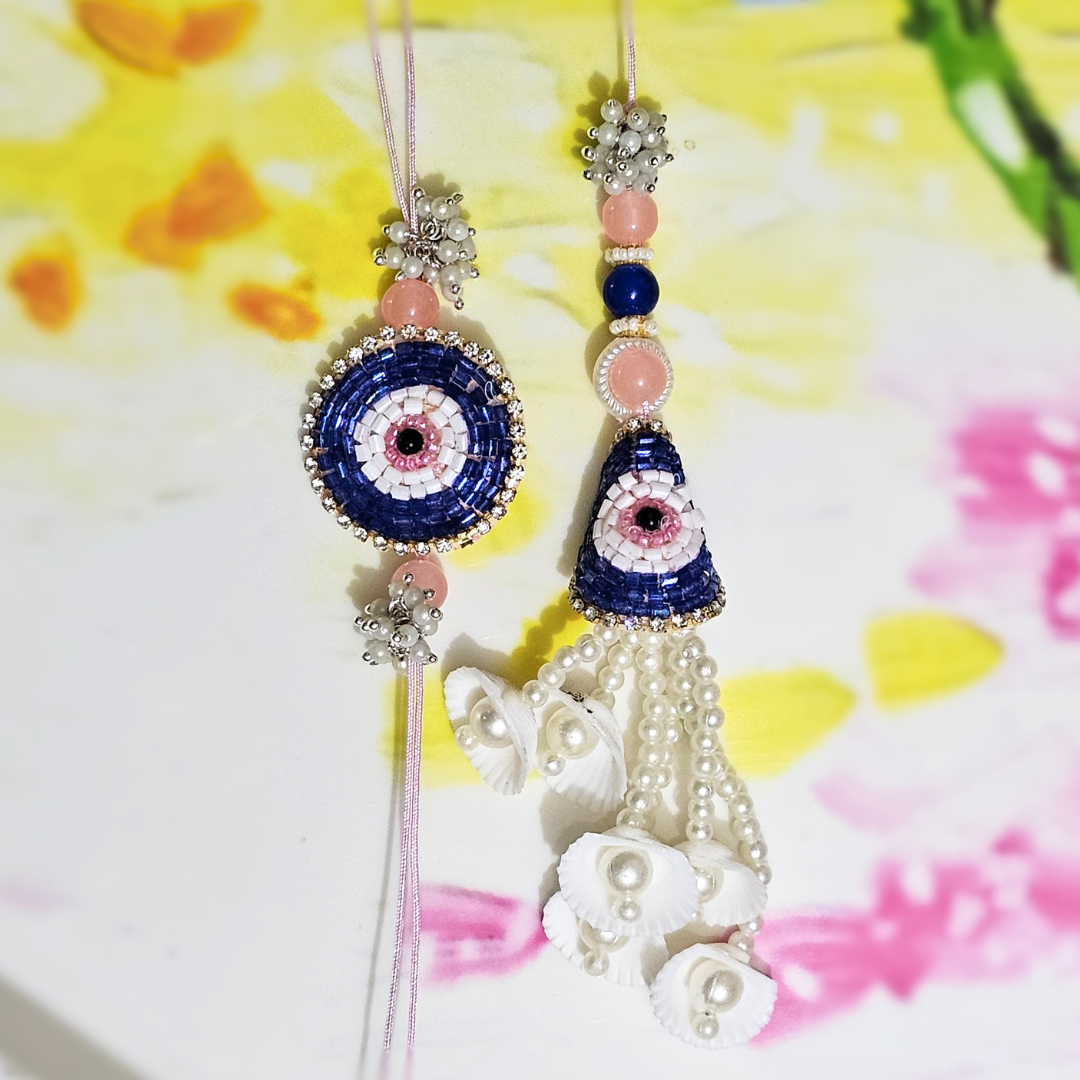 Evil Eye Couple Rakhi in a contemporary style