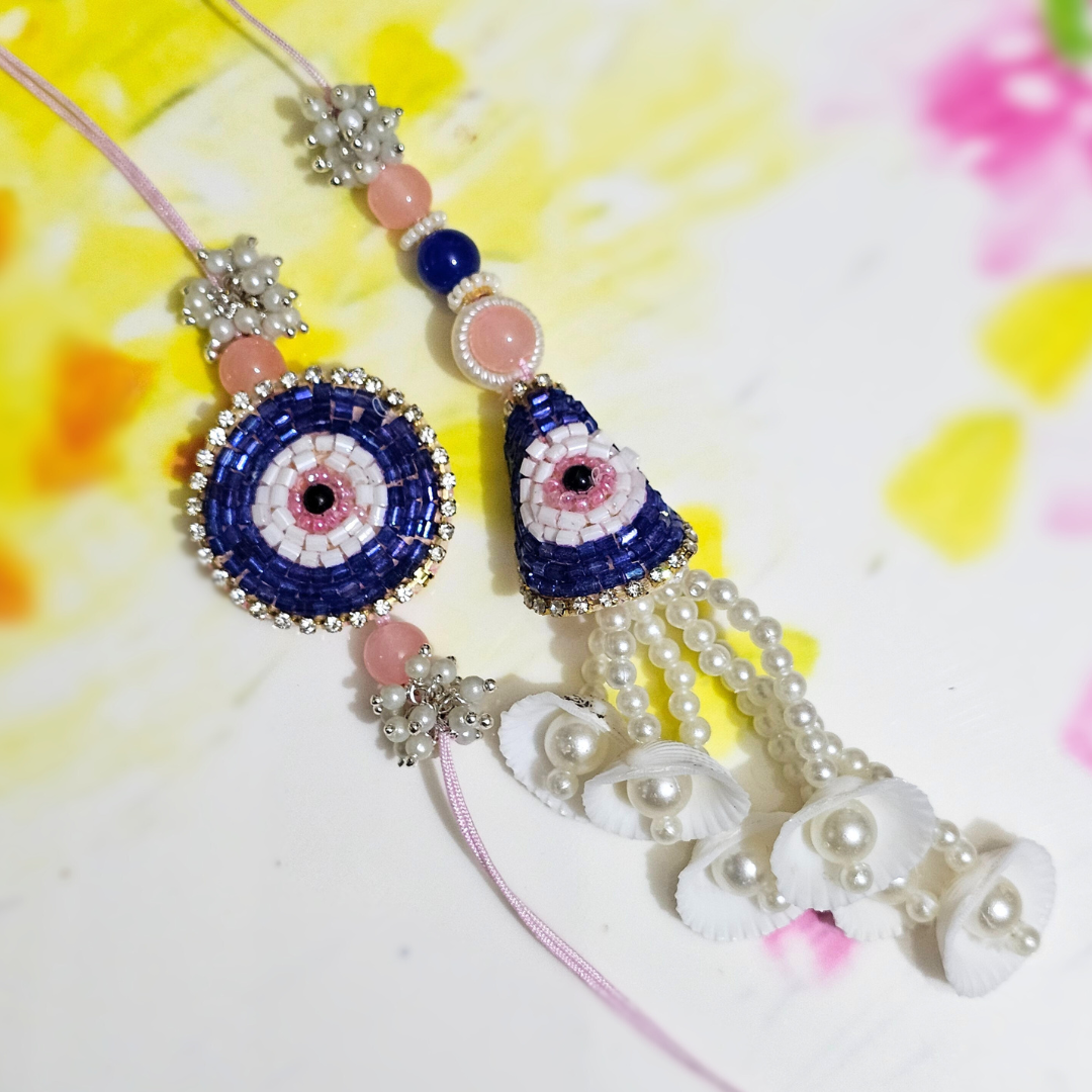 Evil Eye Couple Rakhi in a contemporary style