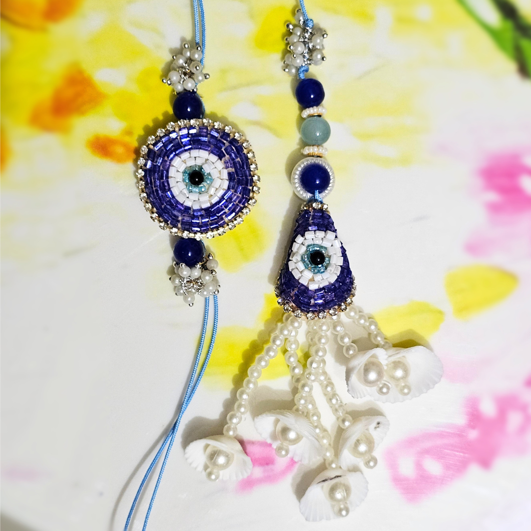 Evil Eye Couple Rakhi in a contemporary style