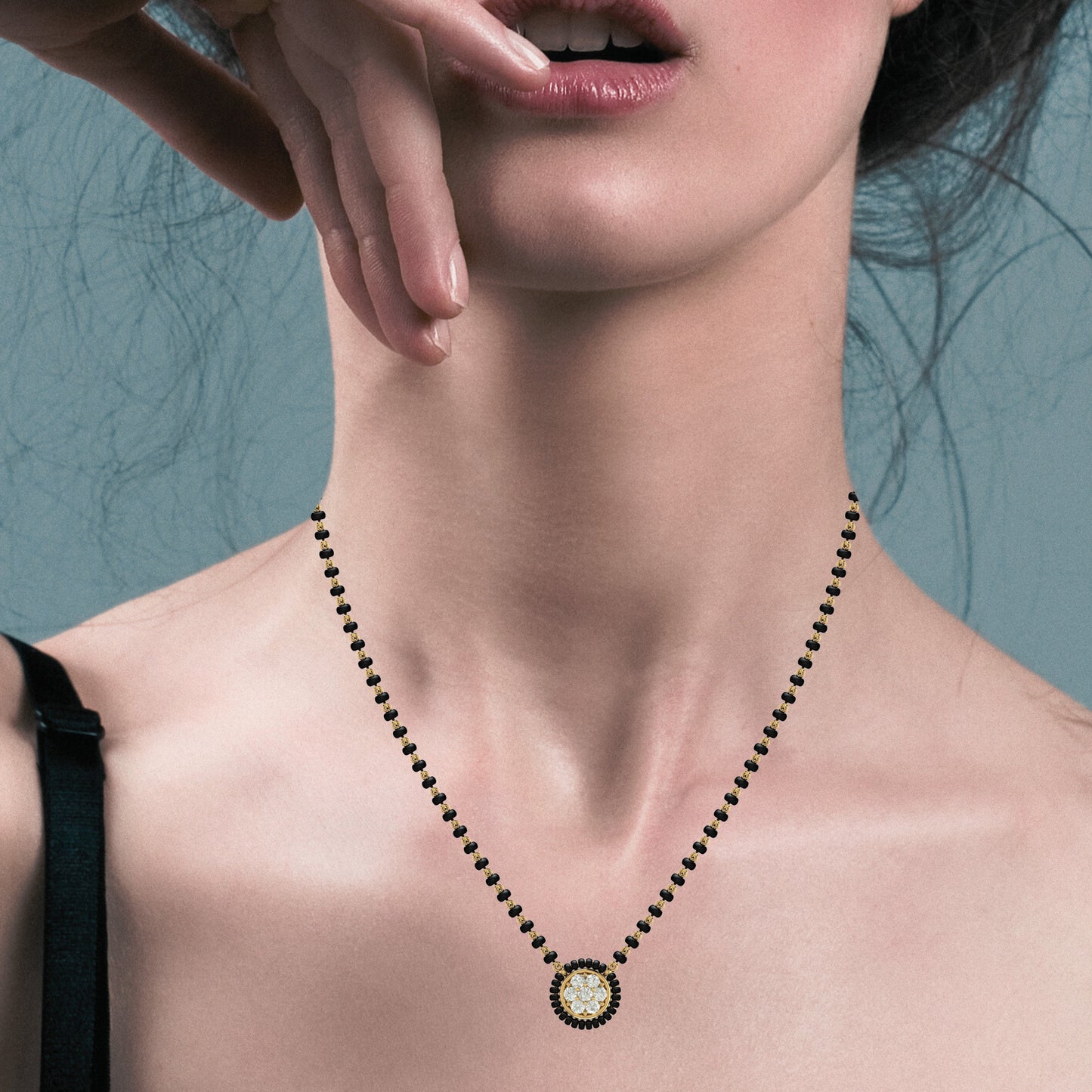 Classic Seven Stone Mangalsutra Necklace in Silver and CZ