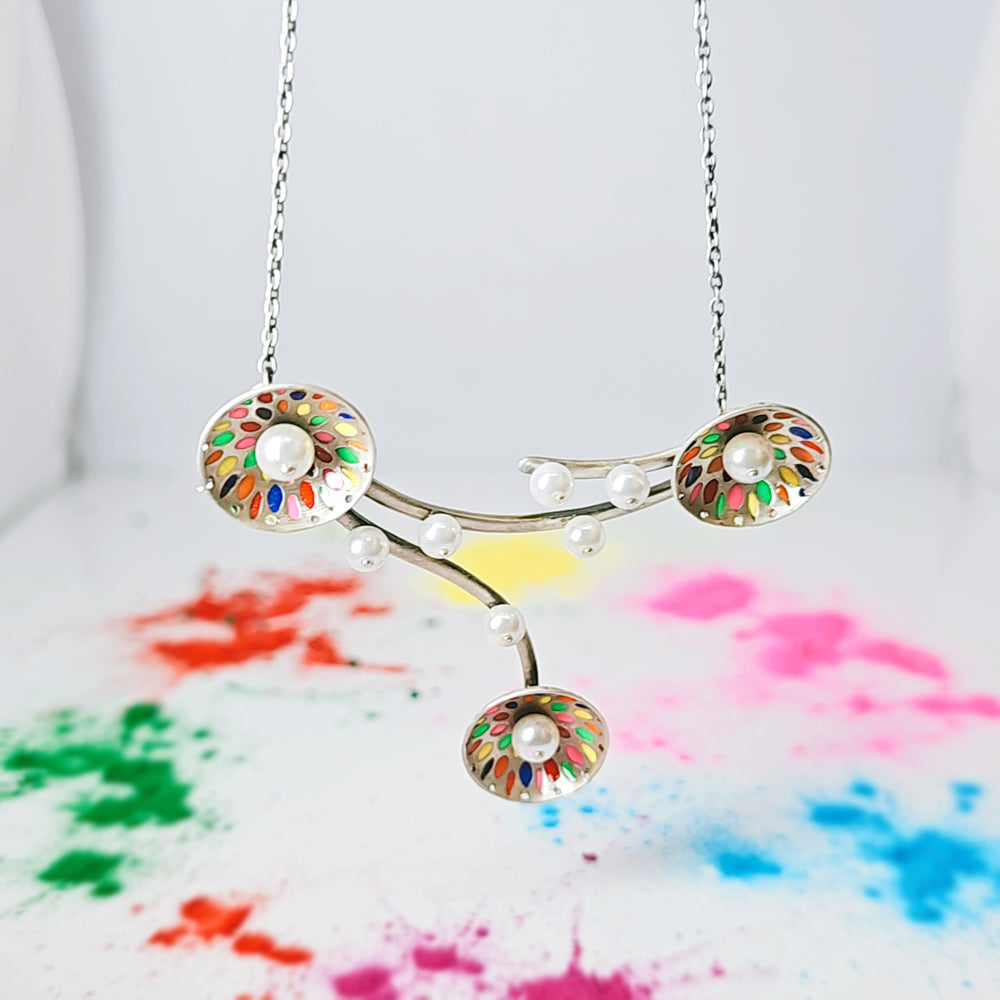 Color Garden Necklace in Oxidised 925 Silver