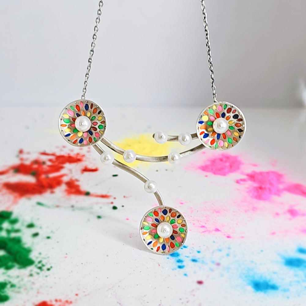 Color Garden Necklace in Oxidised 925 Silver