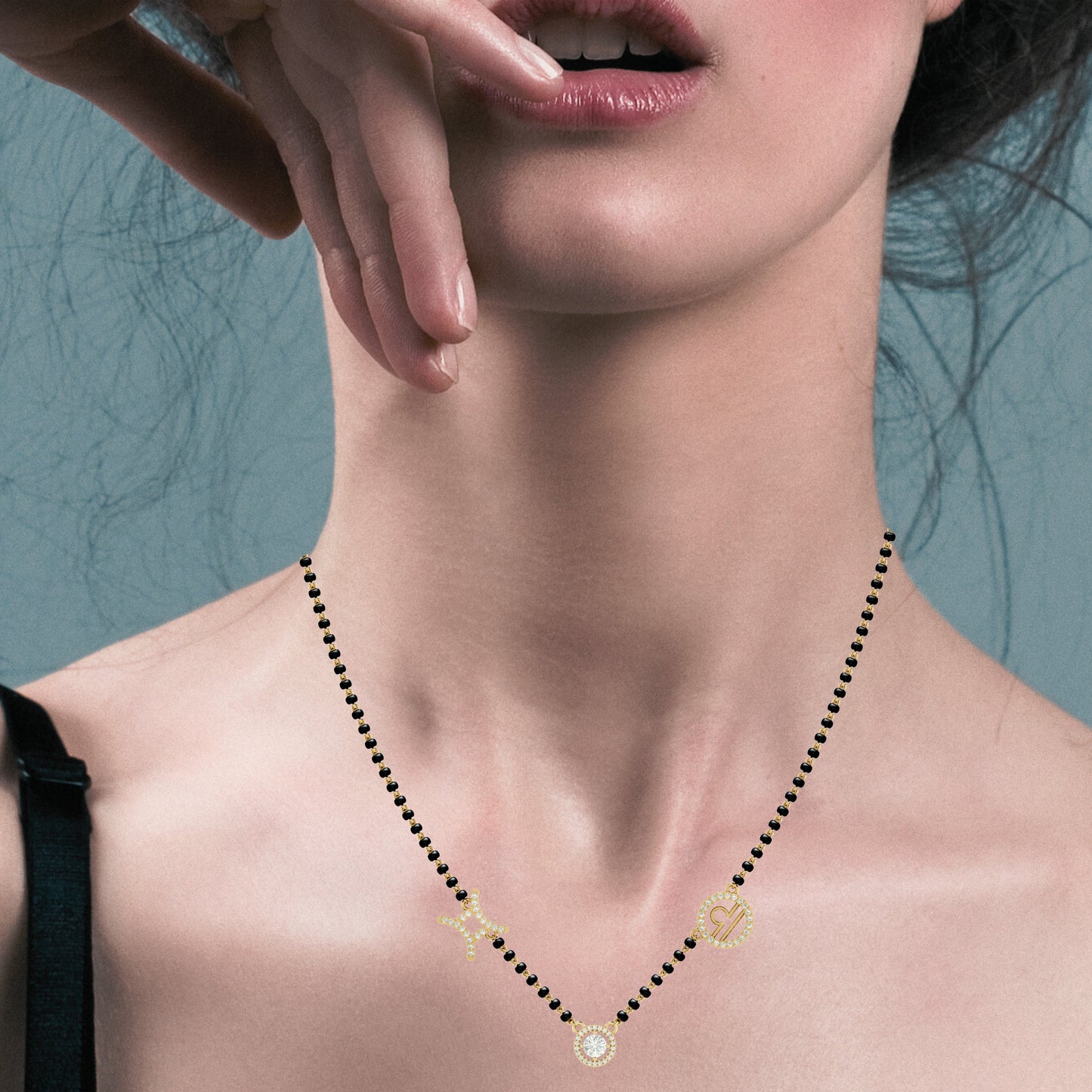 Yours & Mine Zodiac Mangalsutra Necklace in Silver & Zircon