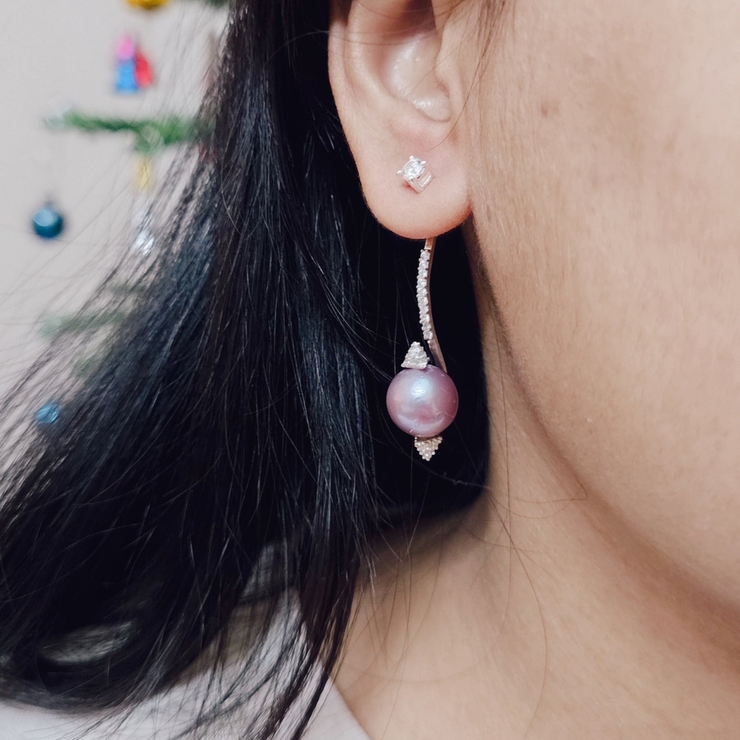 Pearly Dangle Earrings in 925 Silver