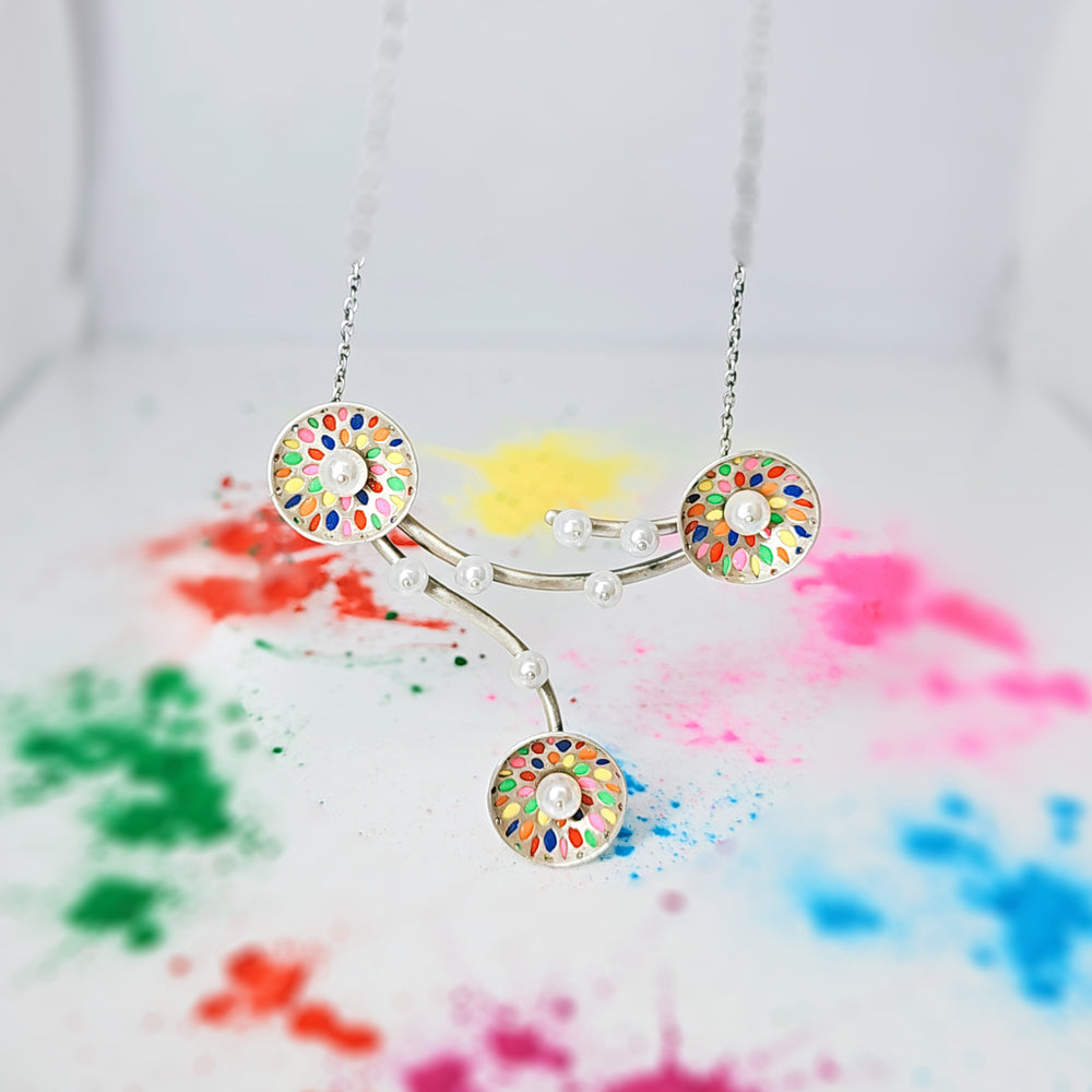 Color Garden Necklace in Oxidised 925 Silver