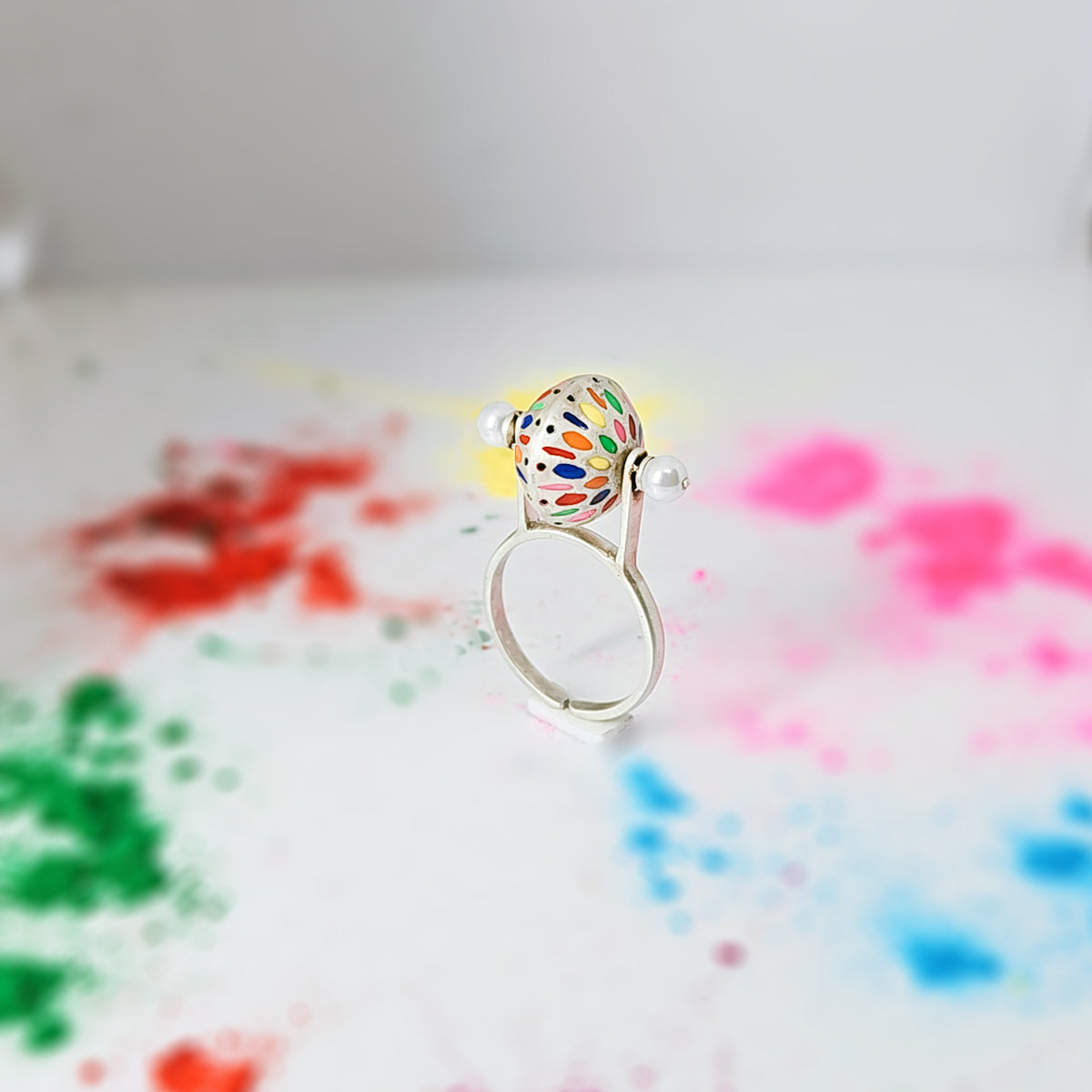 Color Spin Ring in Oxidised 925 Silver
