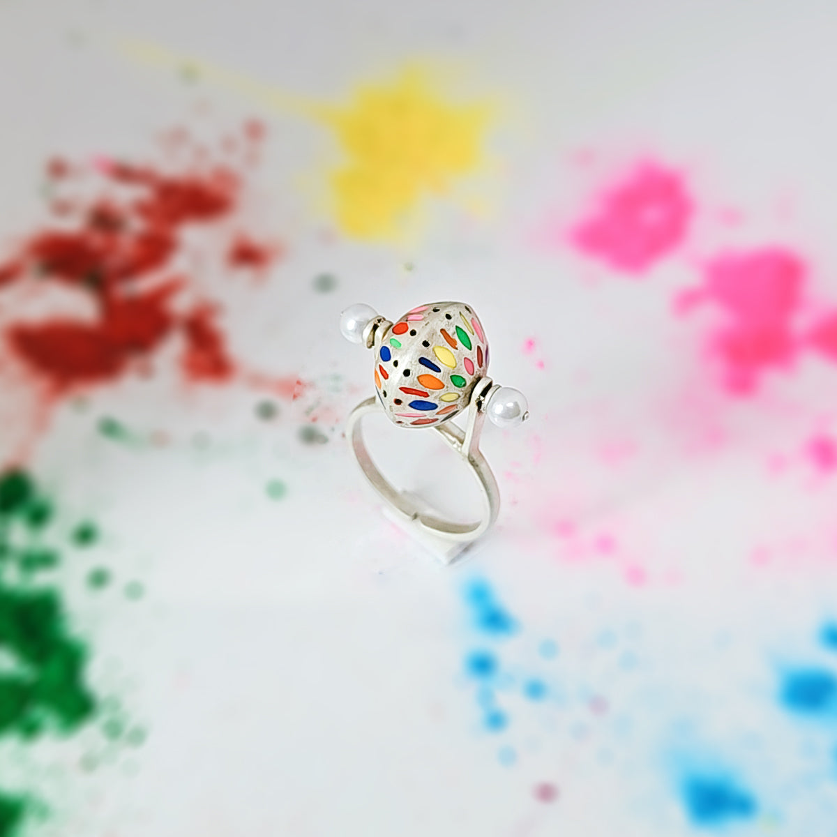 Color Spin Ring in Oxidised 925 Silver