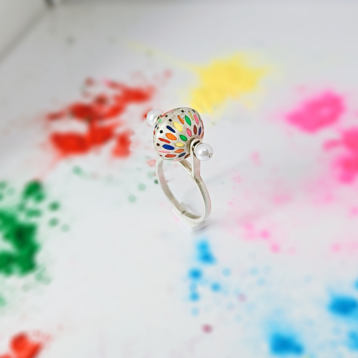 Color Spin Ring in Oxidised 925 Silver
