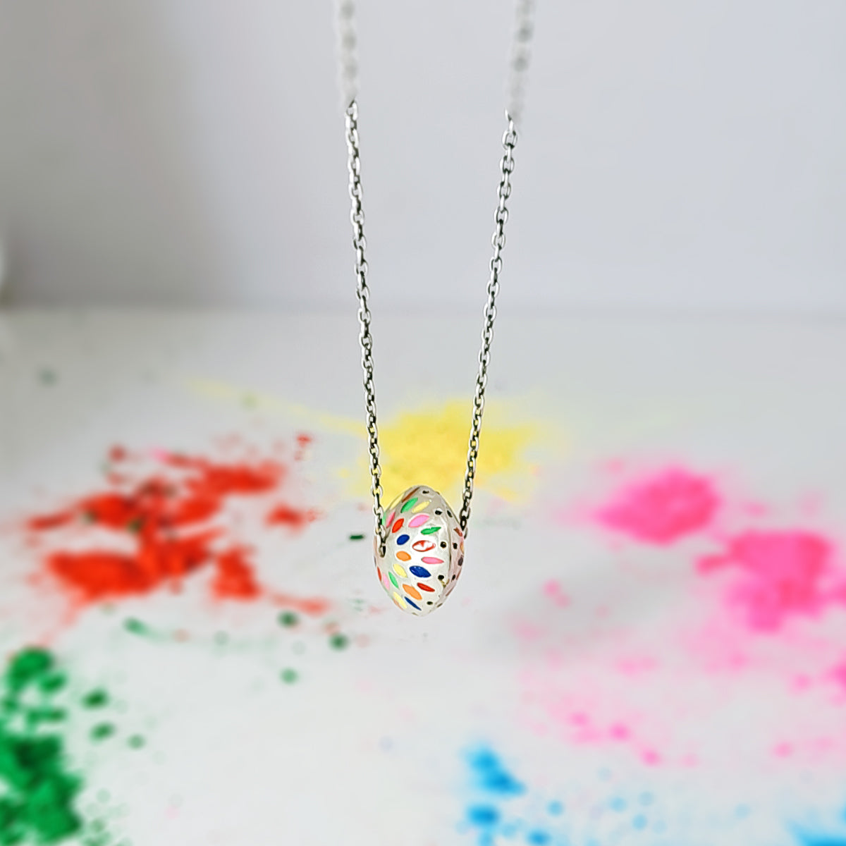 Color Explosion Minimalist Neckalce in Oxidised 925 Silver