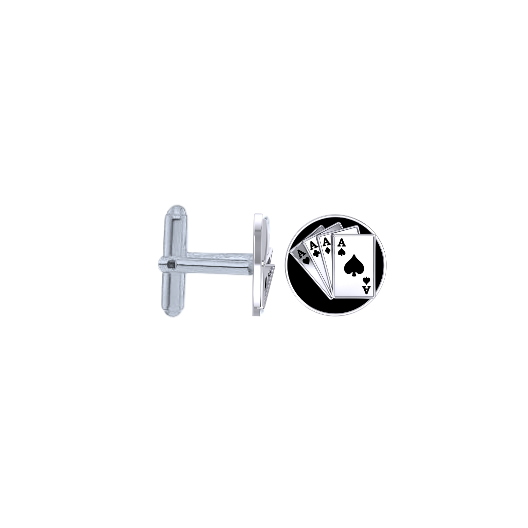 Dance of Card Cufflinks in 925 Silver