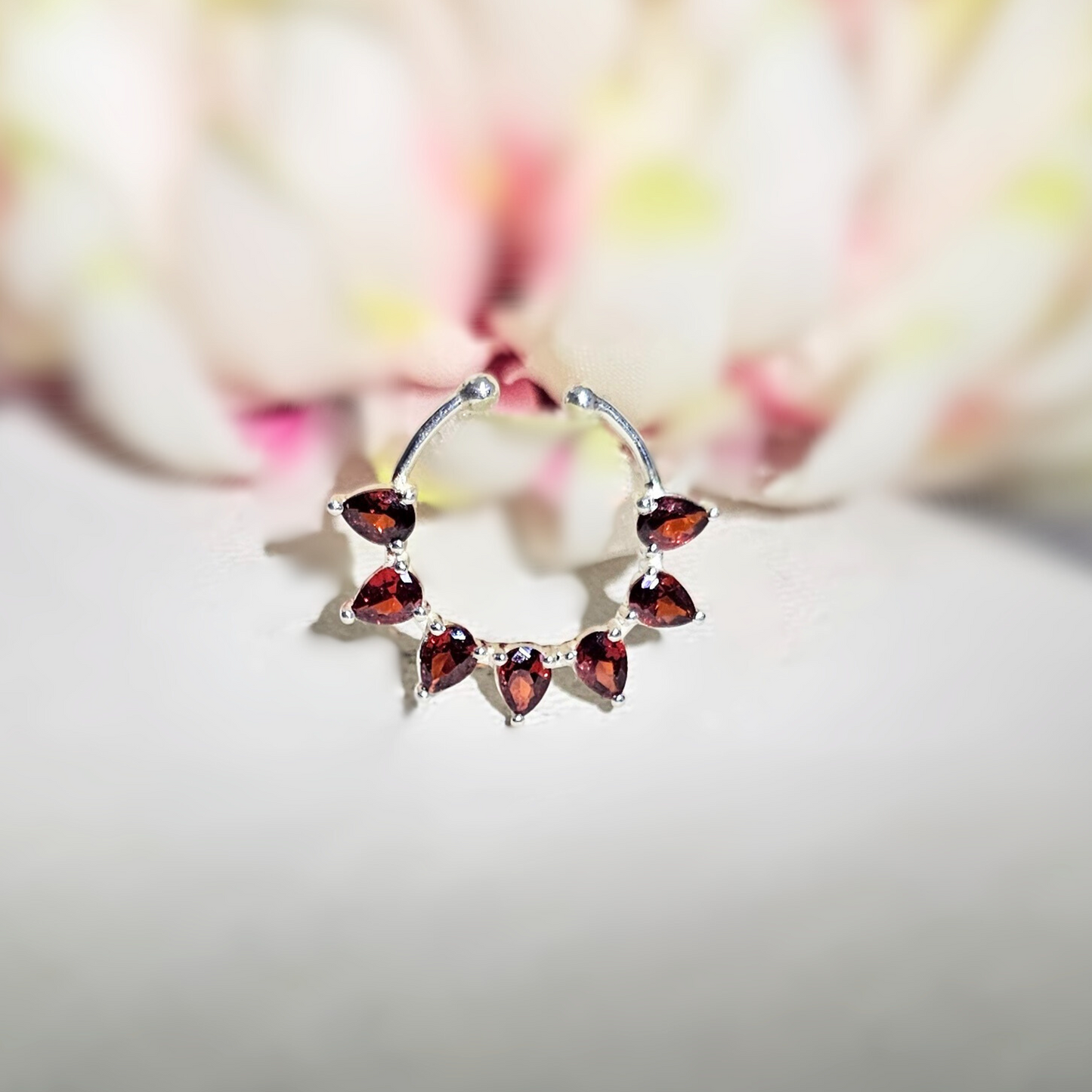 Gemstone Studded Septum Ring in 925 Silver