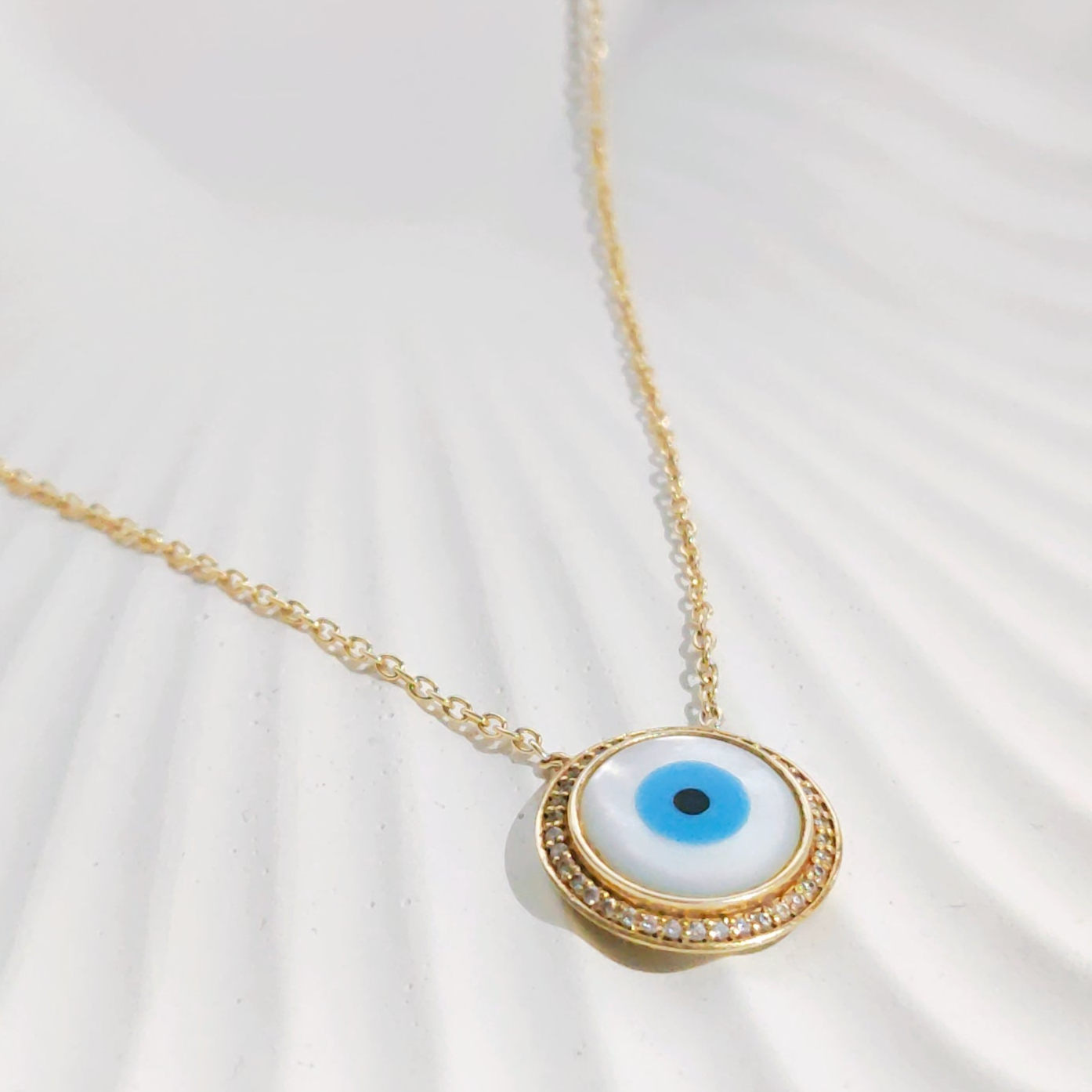 Evil Eye Neclace with Zircon Bling in Gold Plated 925 Silver