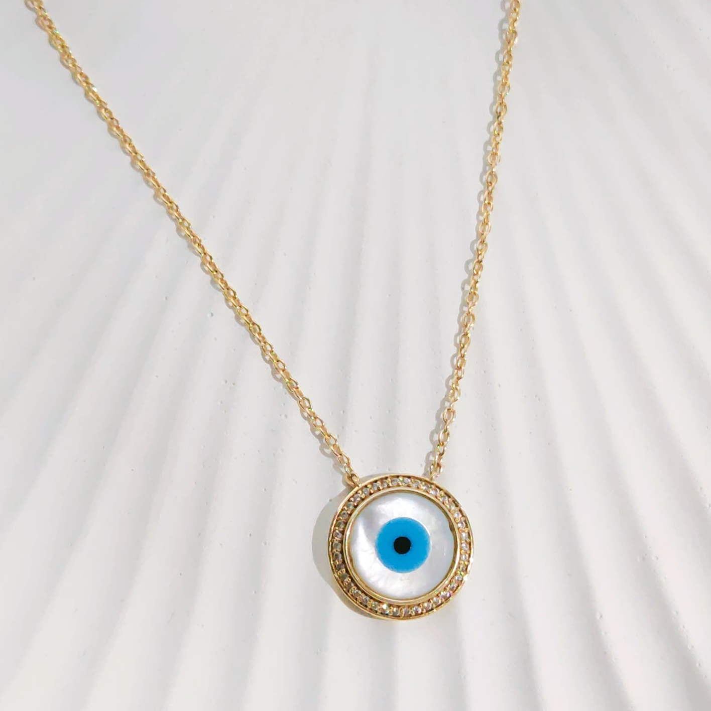 Evil Eye Neclace with Zircon Bling in Gold Plated 925 Silver