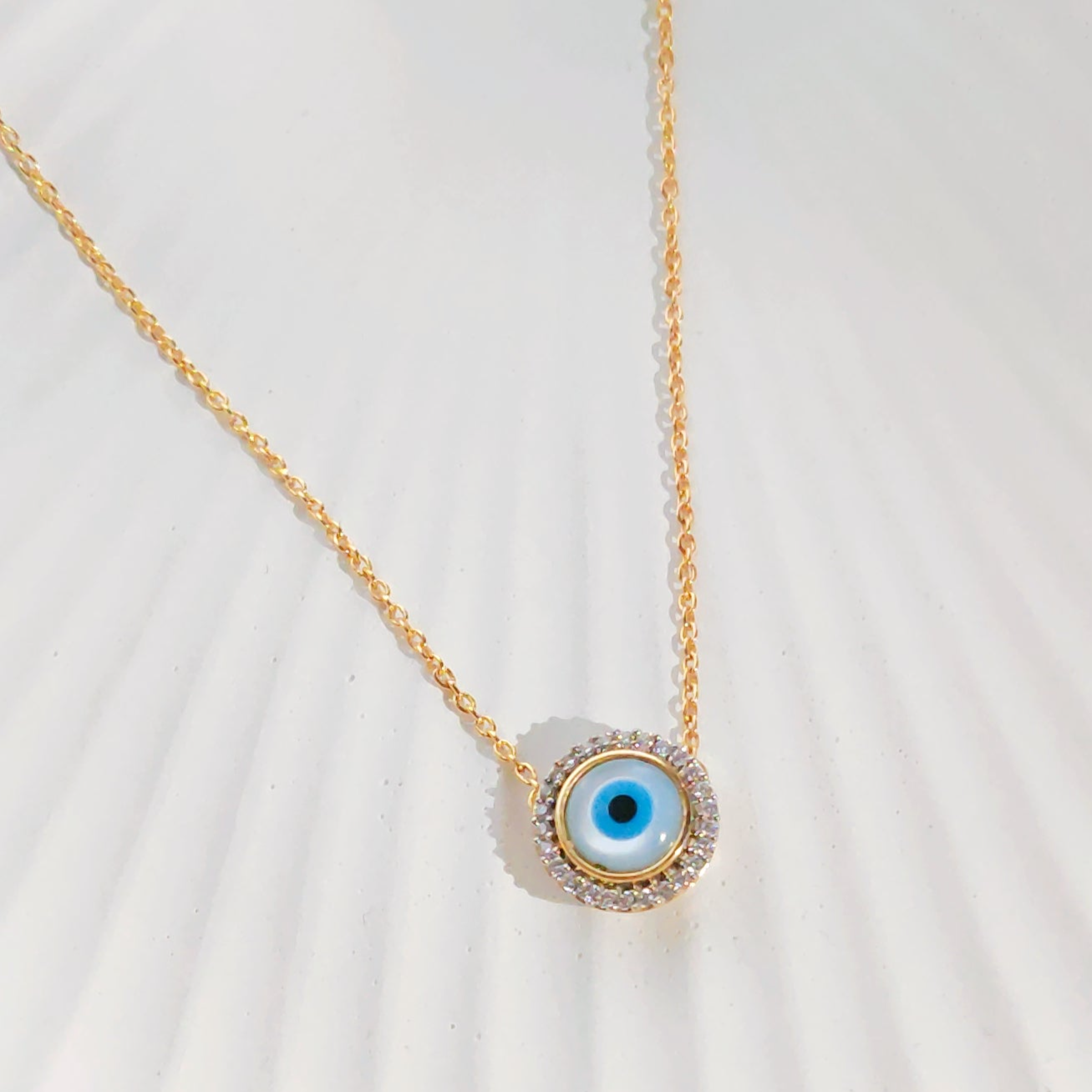 Minimal Evil Eye Bling Necklace in 925 Silver