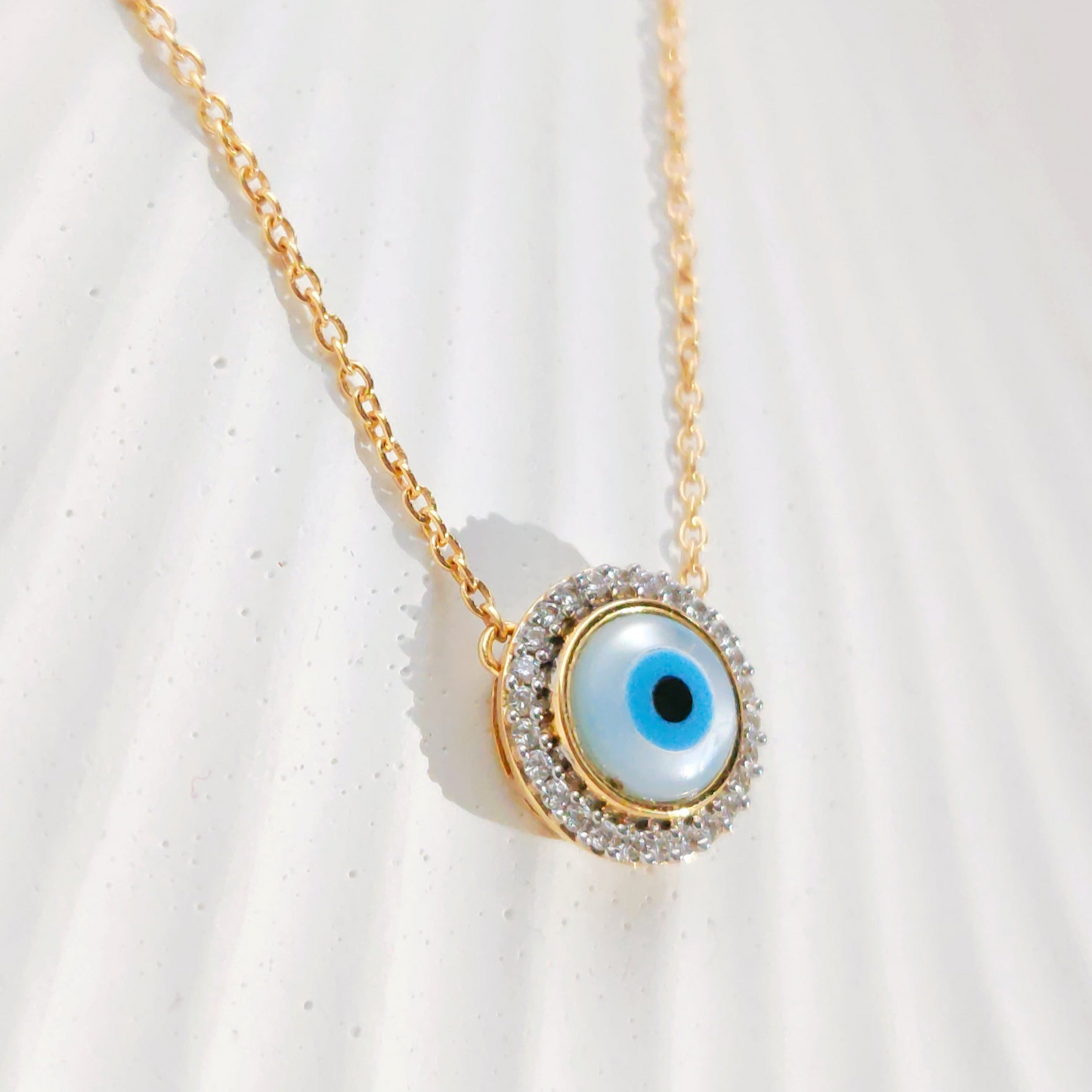 Minimal Evil Eye Bling Necklace in 925 Silver