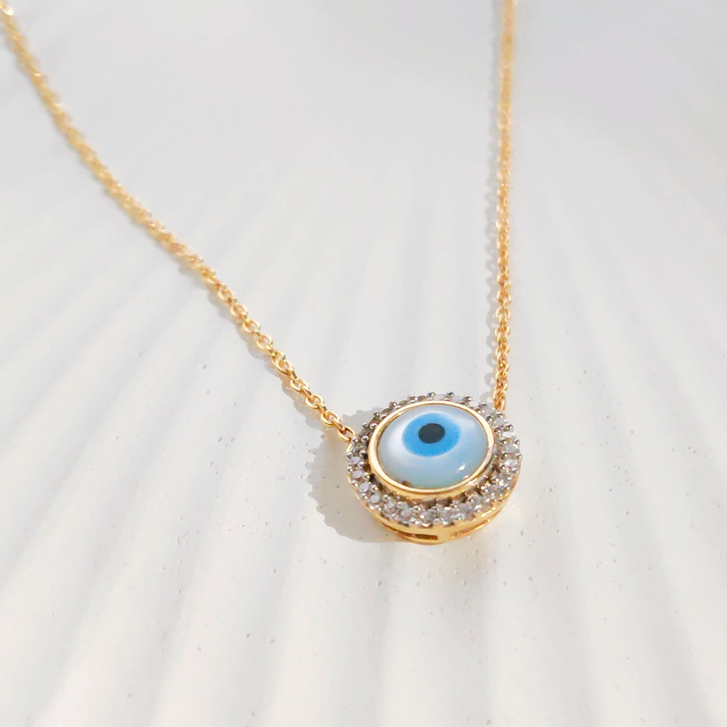 Minimal Evil Eye Bling Necklace in 925 Silver
