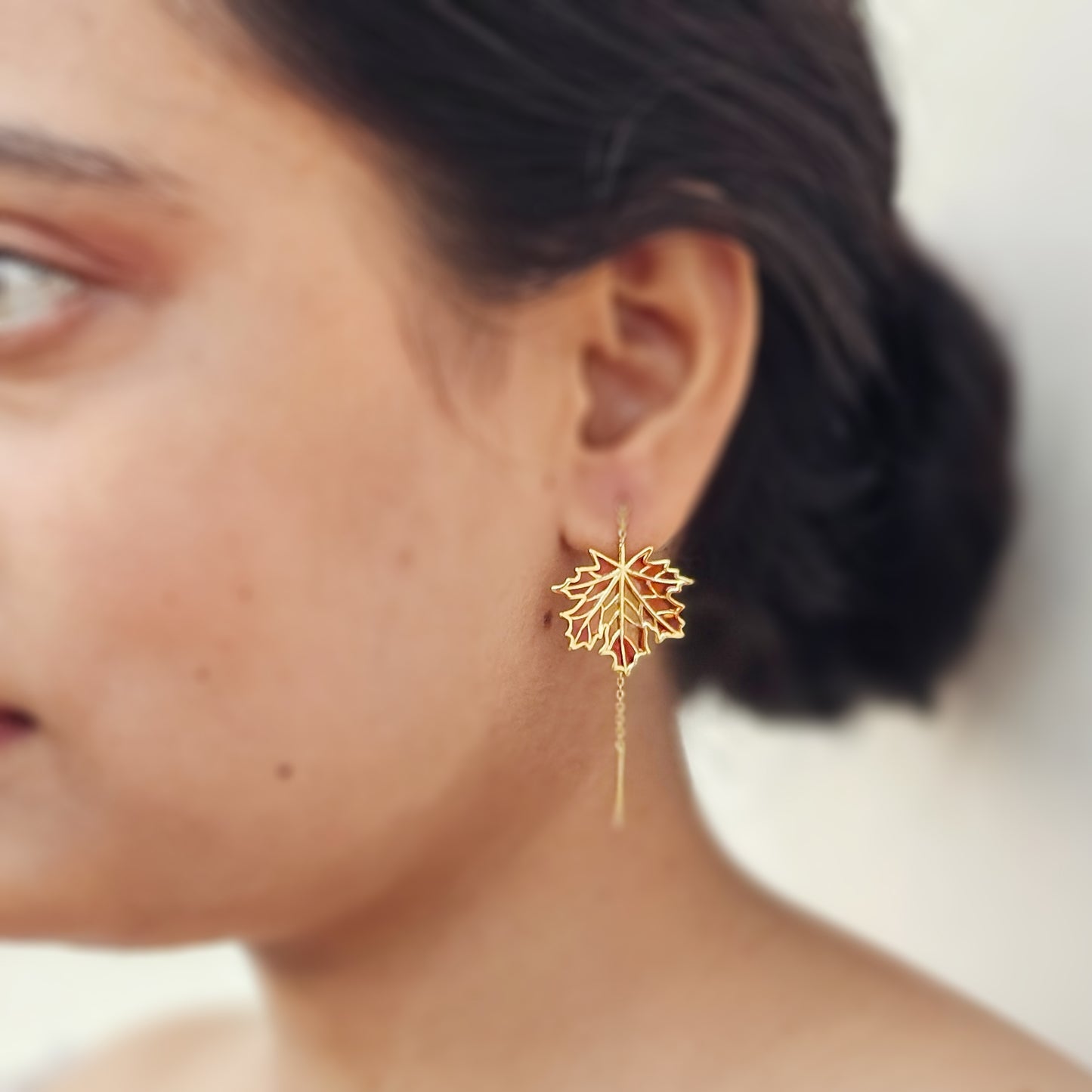 Sui Dhaga Maple Leave Earring