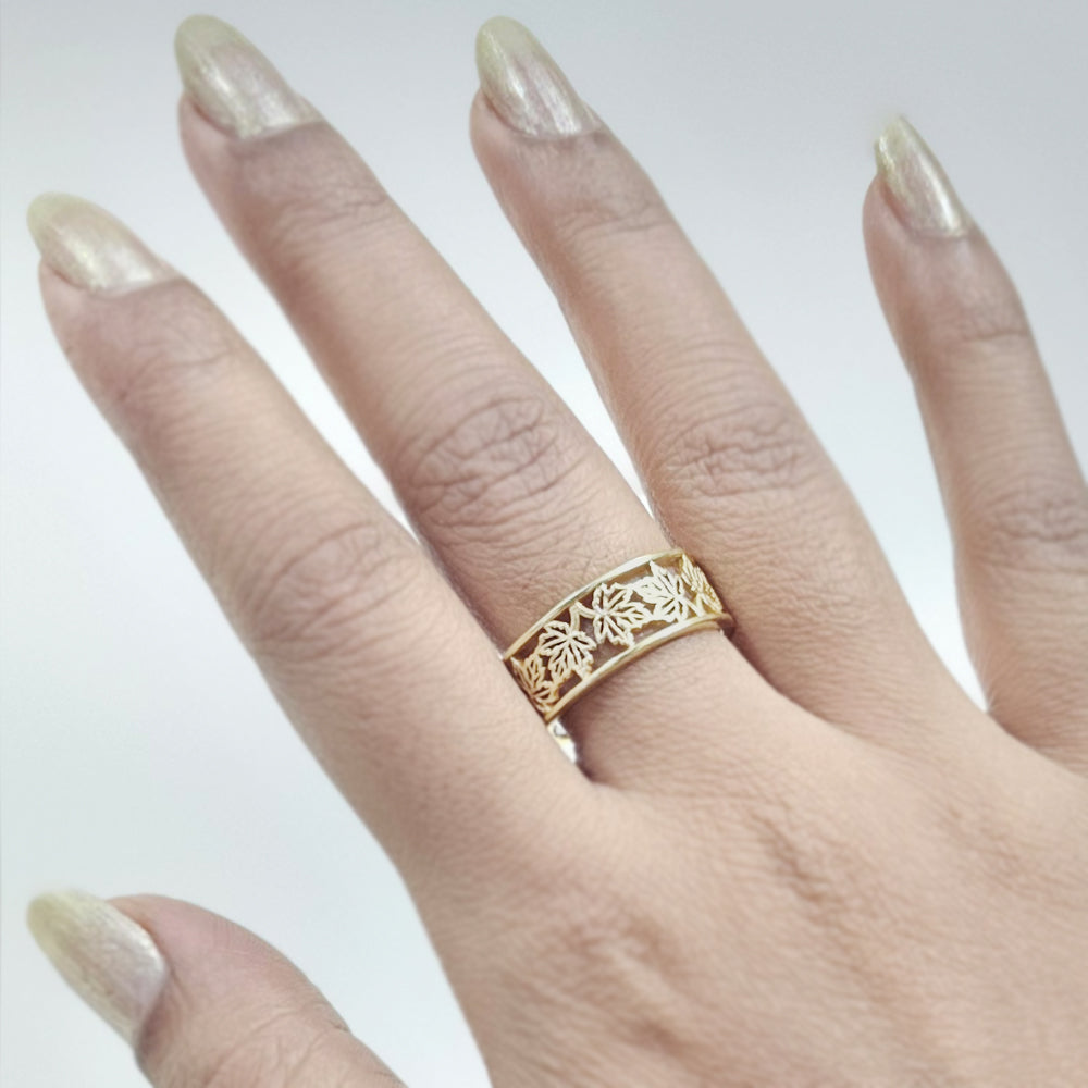 Tiny Maples All Over Band Ring