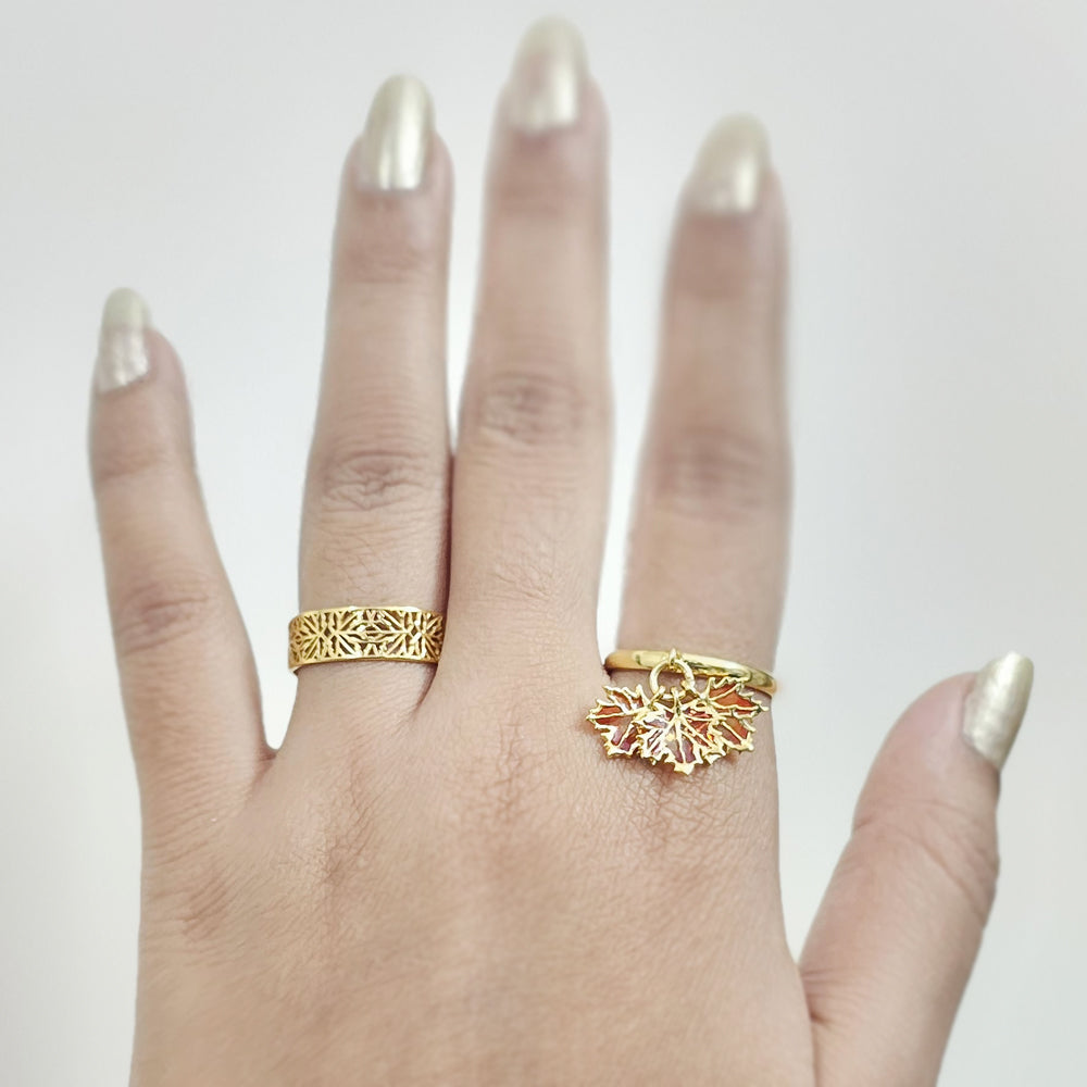 Maple Leaf Filigree Band Ring