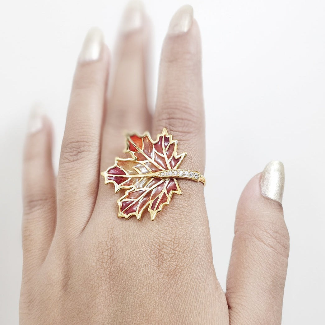 Blinging Maple Adjustable Ring