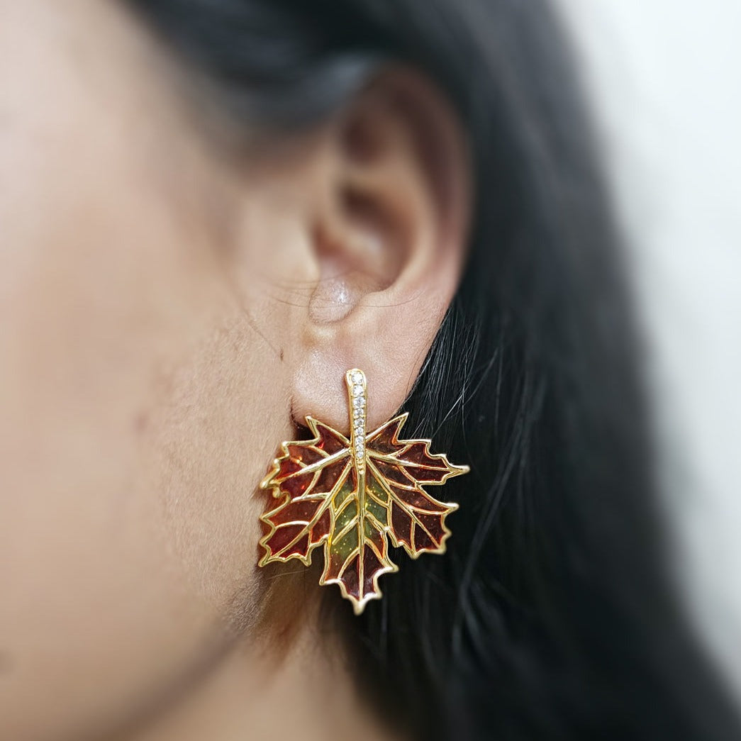 Blinging Maple Earrings