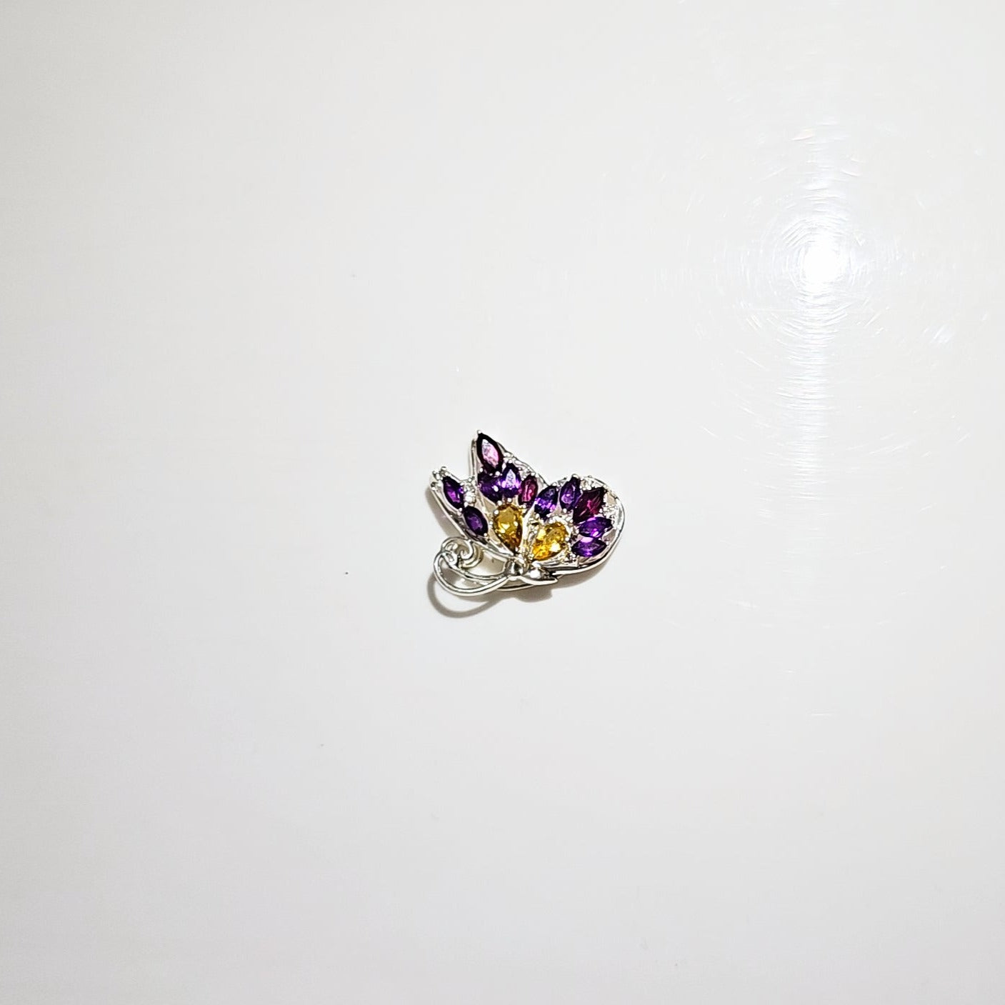 Multi Gemstone No Piercing Butterfly Nose Pin in 925 Silver