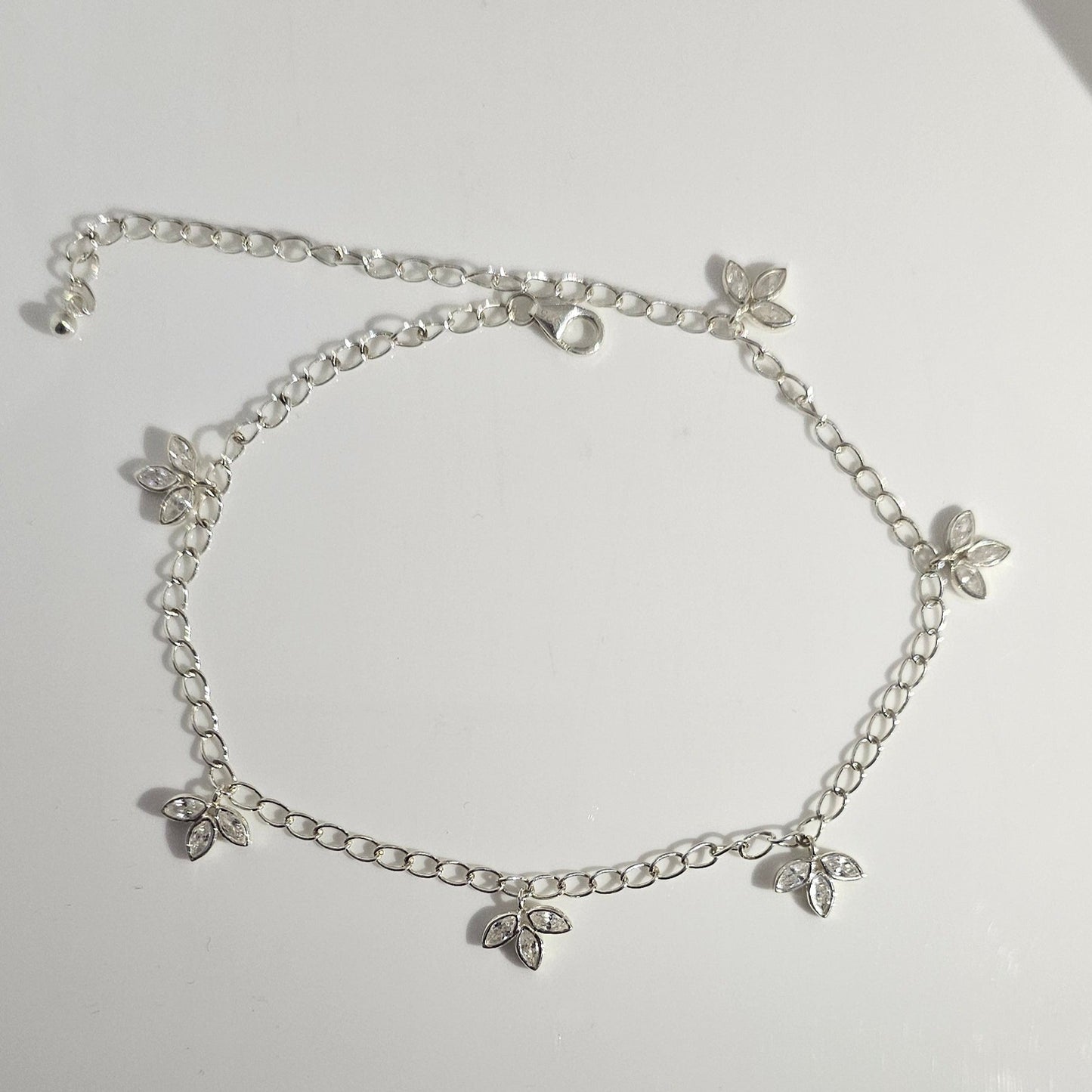 Zircon Bling Anklet in 925 Silver