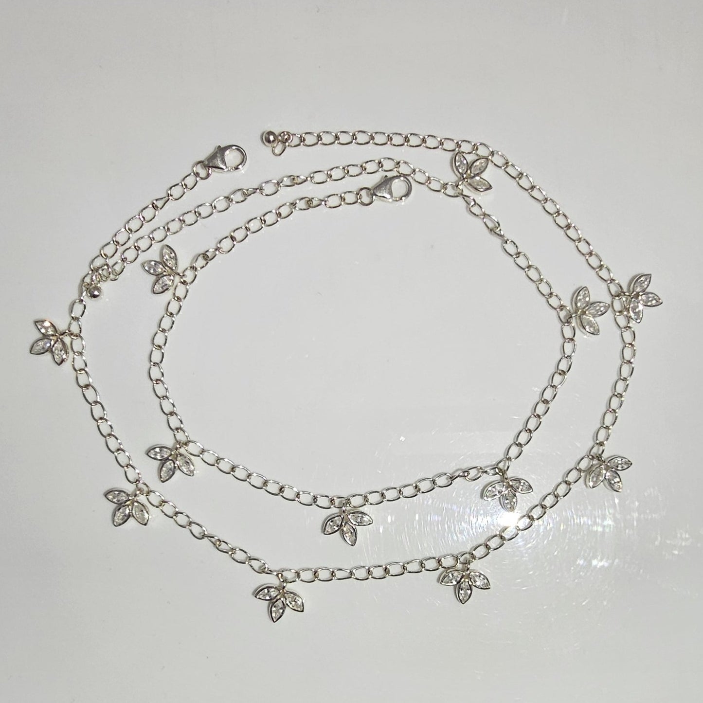 Zircon Bling Anklet in 925 Silver