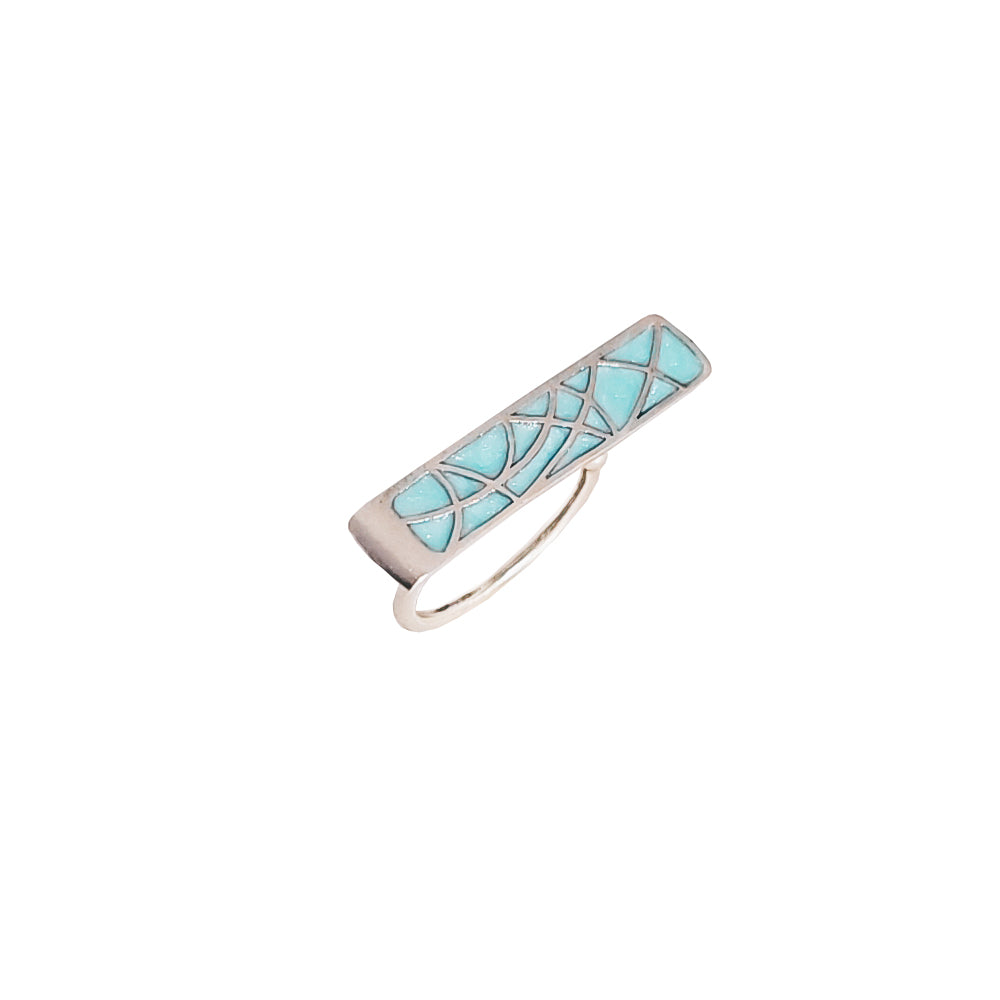Abstract Mosaic Beauty Ring in Oxidised 925 Silver