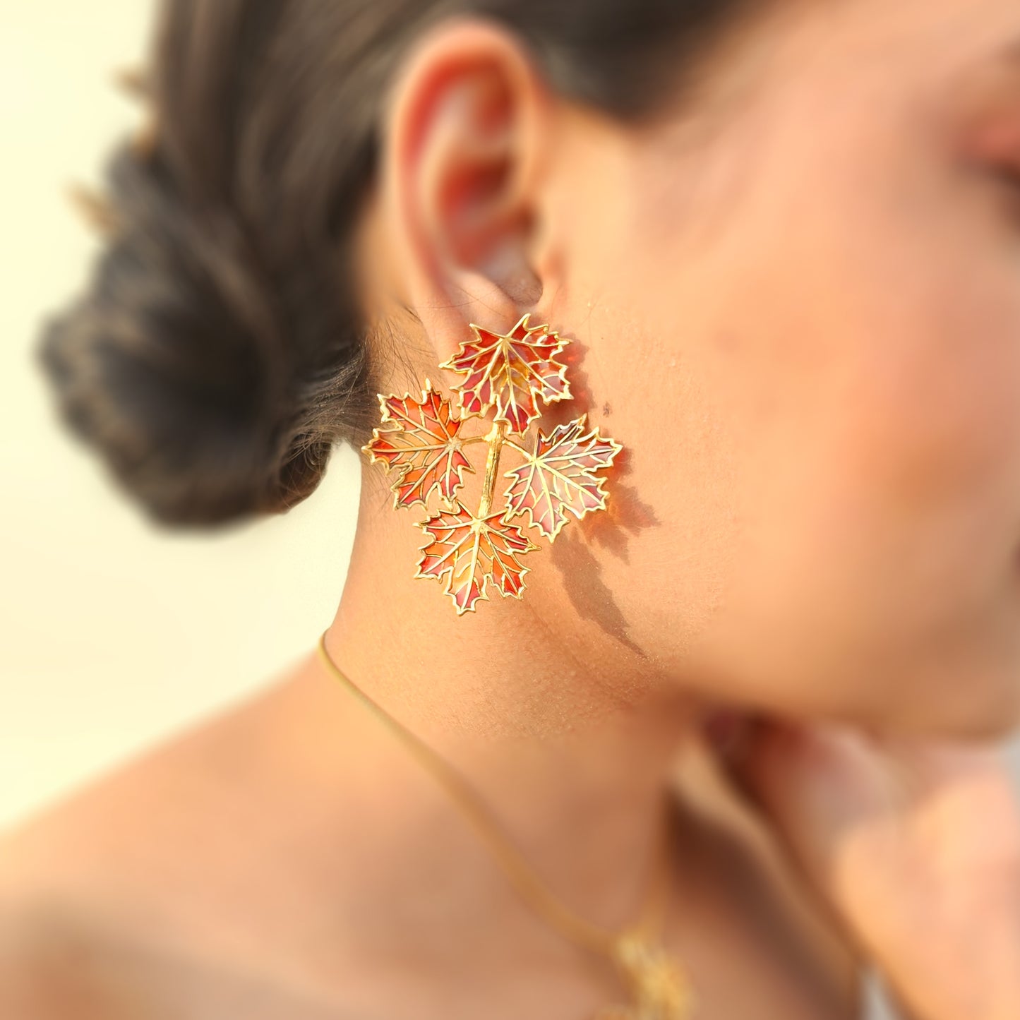 Maple Bunch Statement Jacket Earrings