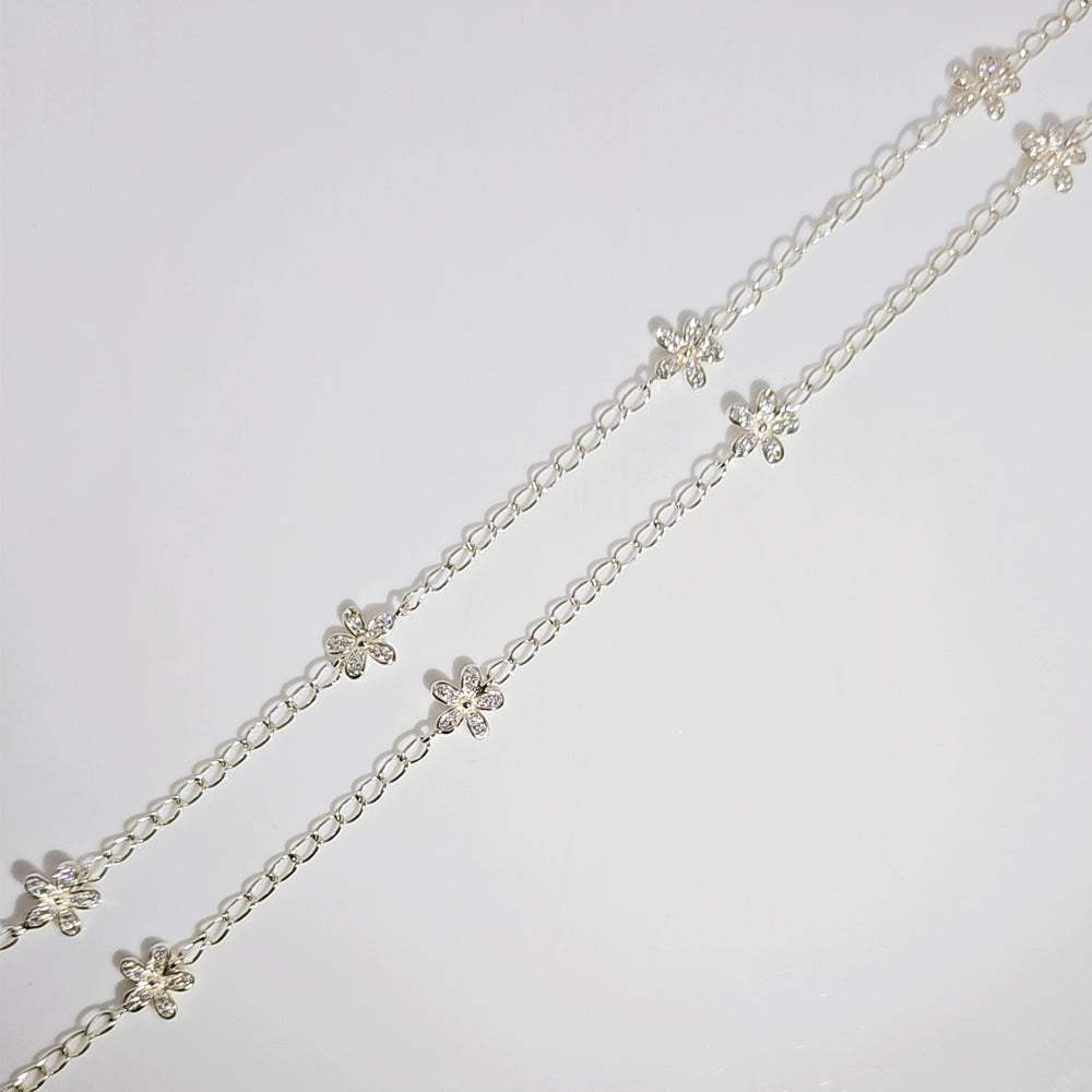 Tiny Blossom Anklet in 925 Silver