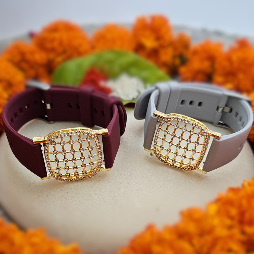 Silicone Watch Strap Jeweled Bracelet Rakhi