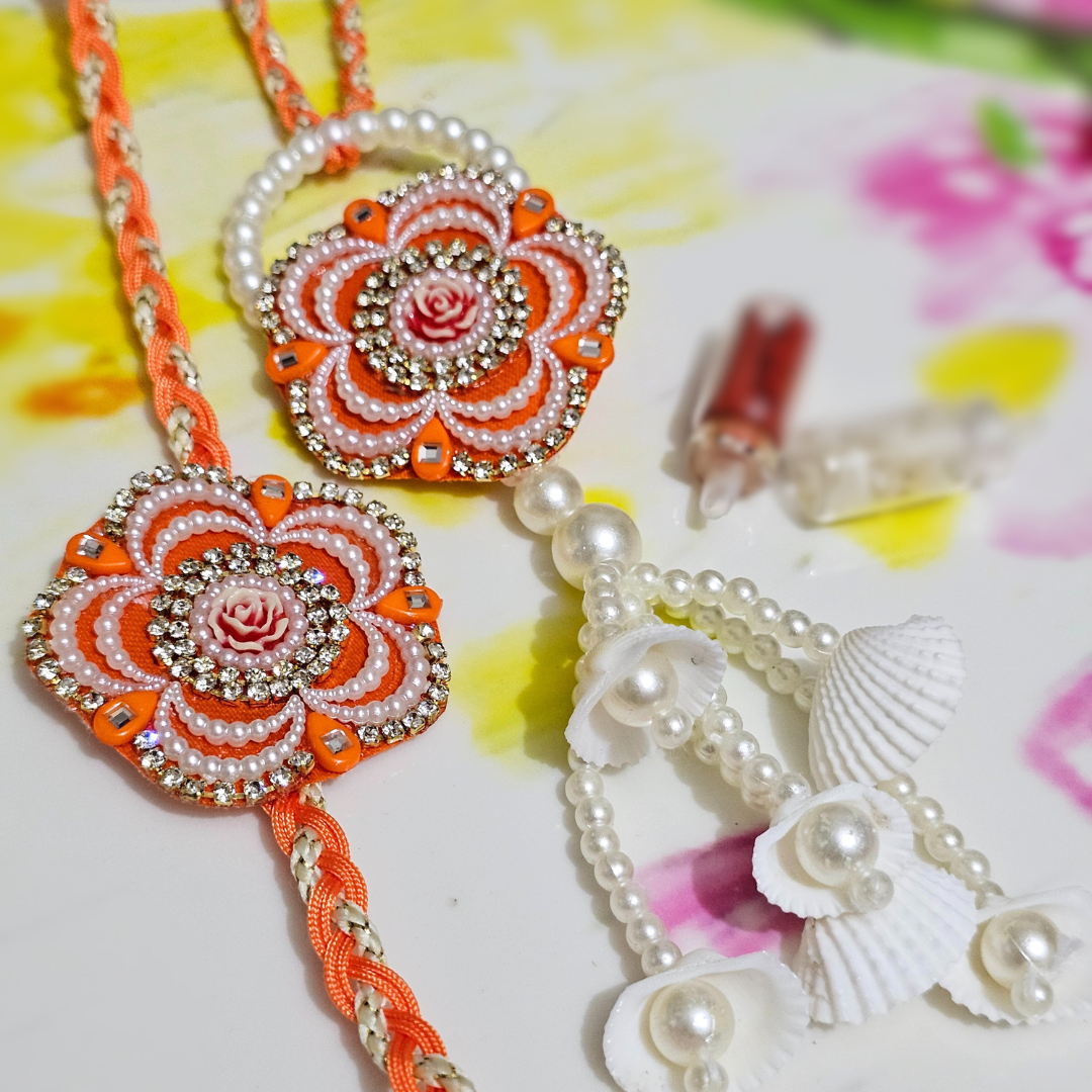 Intricate Detail Traditional Couple Rakhi