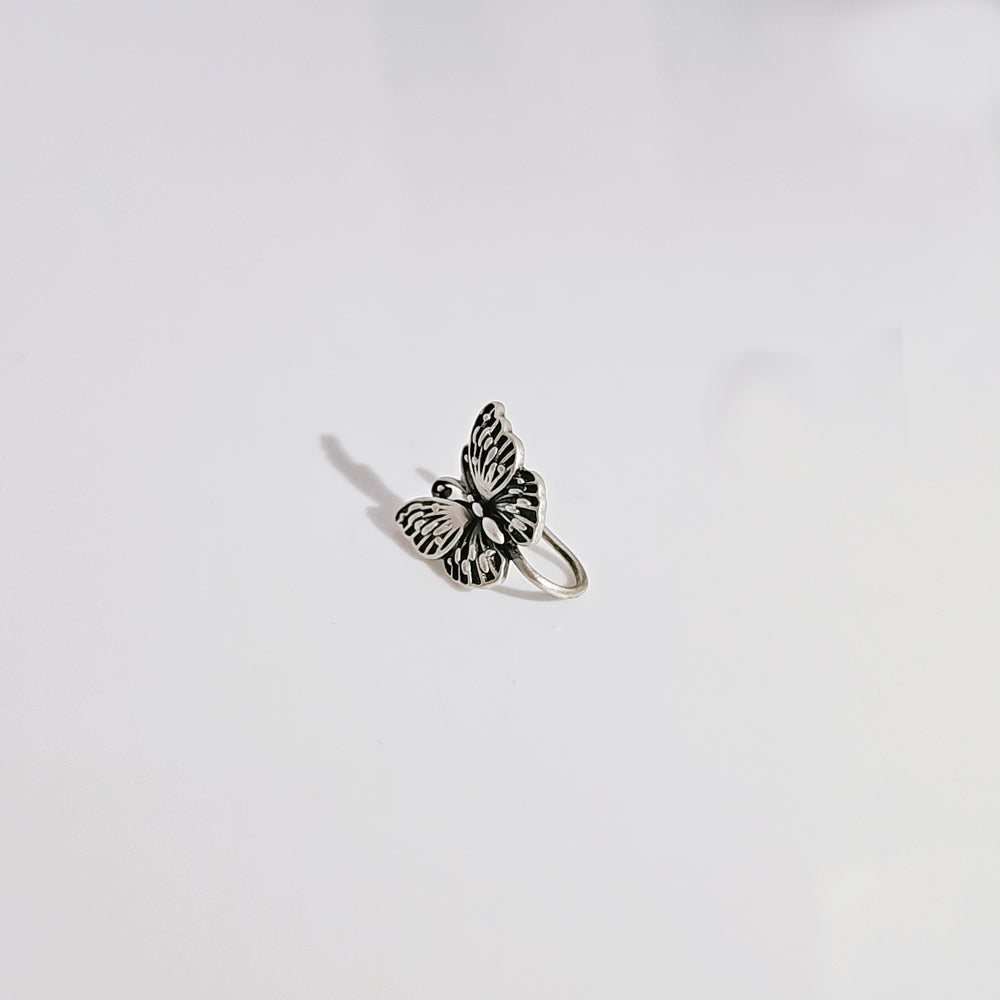 Butterfly Nose Pin in Oxidised 925 Silver