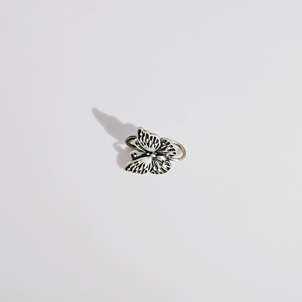 Butterfly Nose Pin in Oxidised 925 Silver