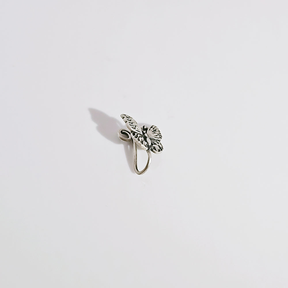 Butterfly Nose Pin in Oxidised 925 Silver