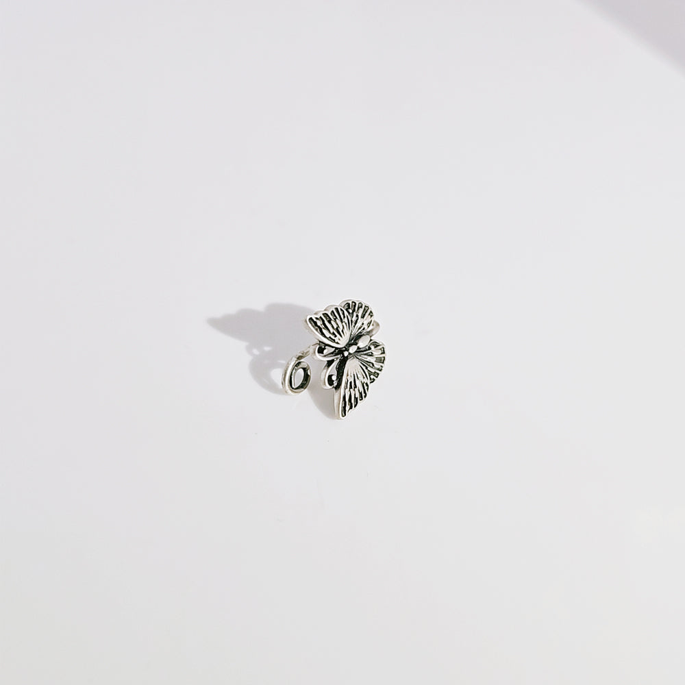 Butterfly Nose Pin in Oxidised 925 Silver