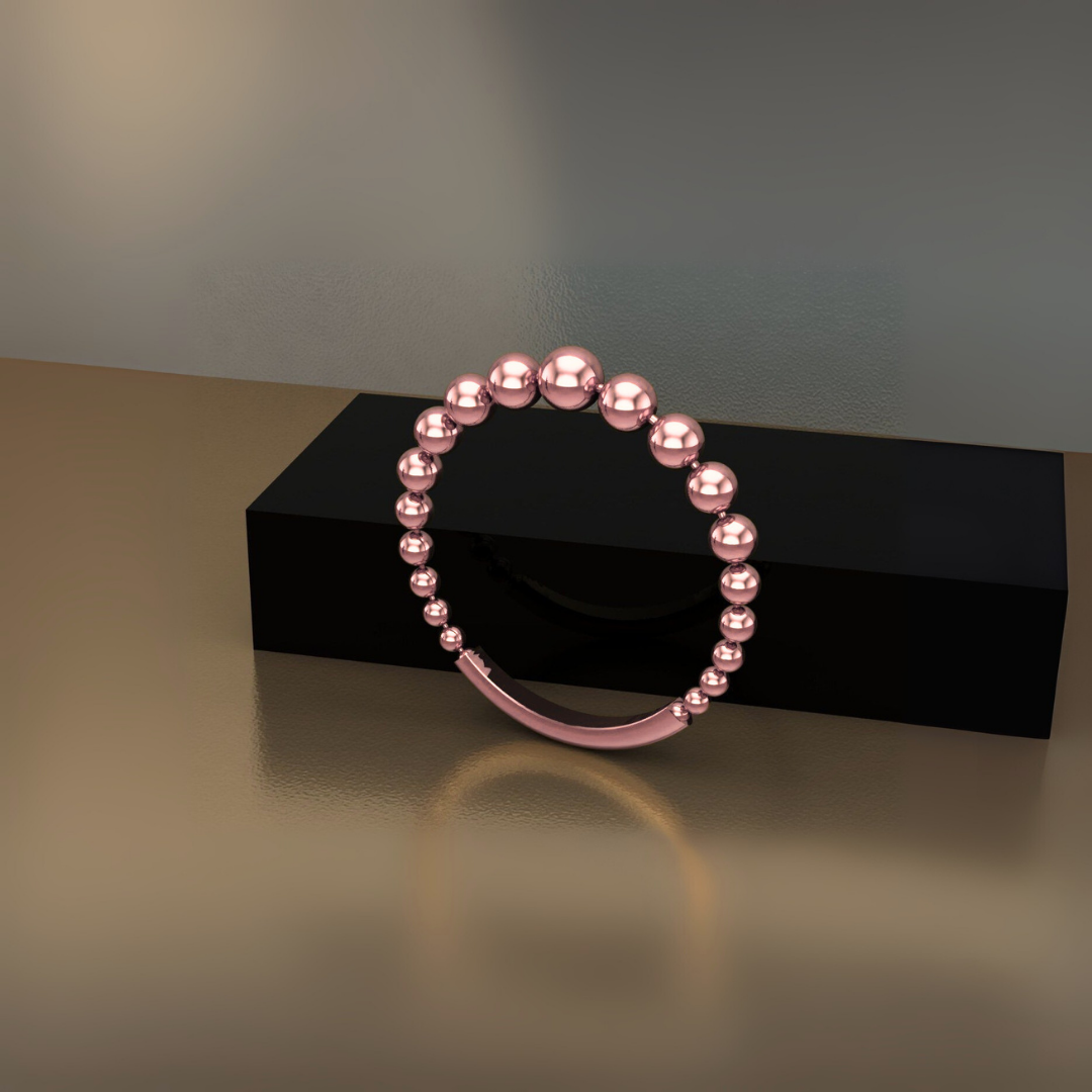 Sterling Silver Beaded Band Minimalist Ring