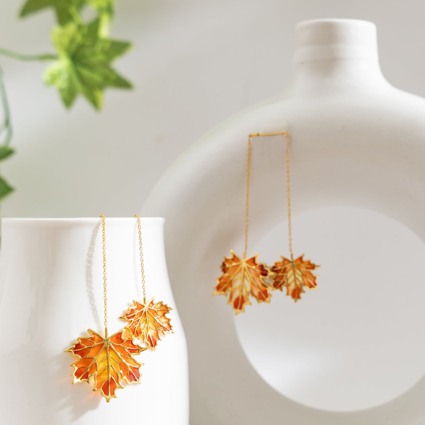 Sui Dhaga Maple Leave Earring