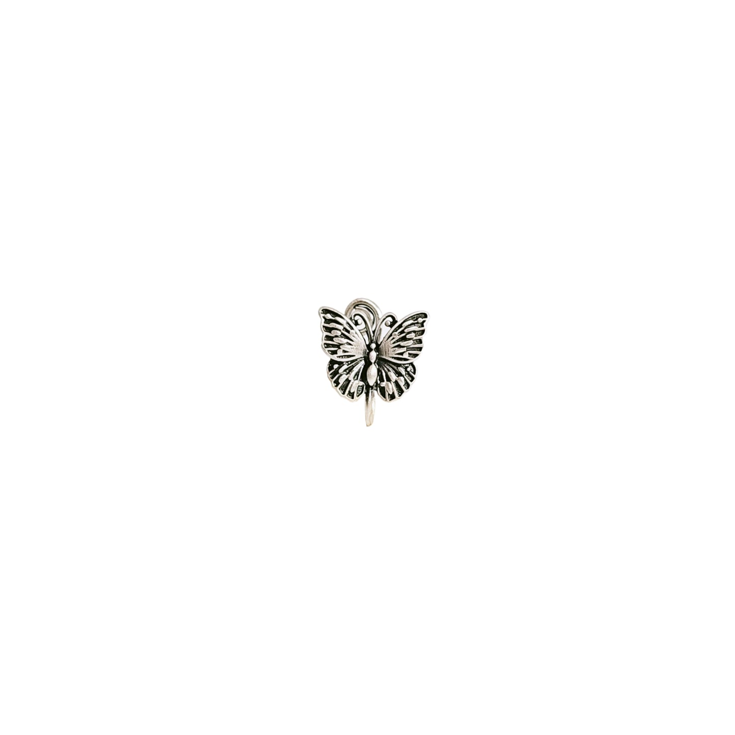 Butterfly Nose Pin in Oxidised 925 Silver