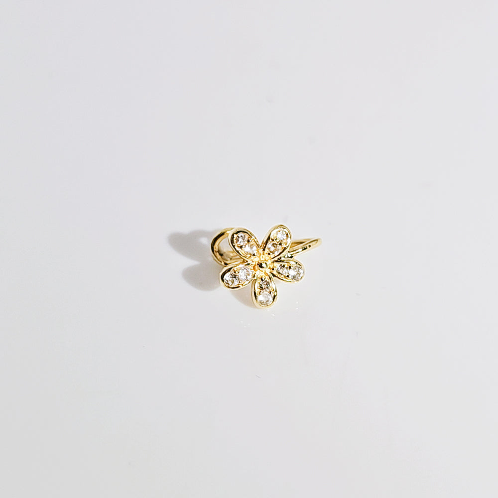 Shiny Bling No Piercing Nose Pin in Yellow Plated 925 Silver