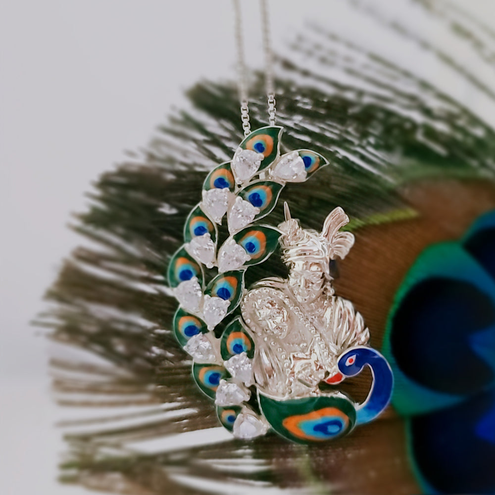 Radha Krishna Pendant cum Brooch in 925 Silver