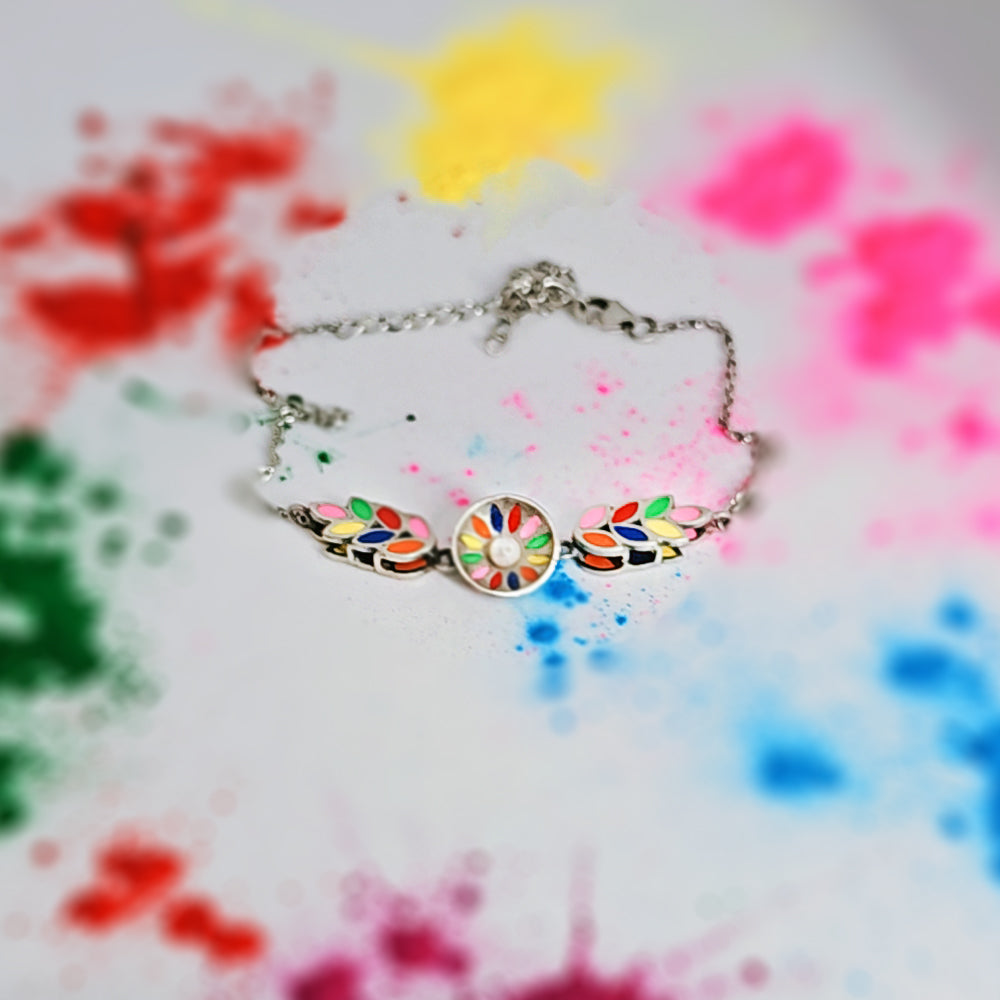 Rainbow Steps Anklet in Oxidised 925 Silver