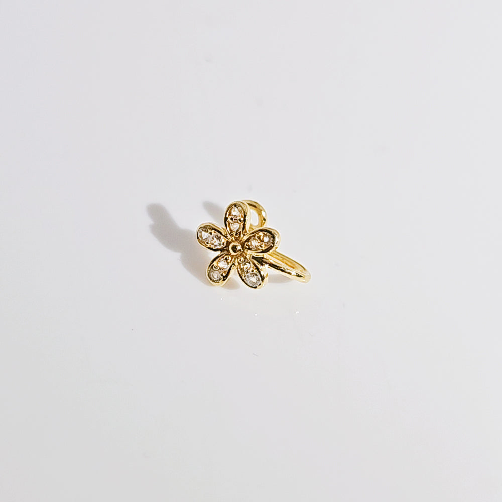 Shiny Bling No Piercing Nose Pin in Yellow Plated 925 Silver