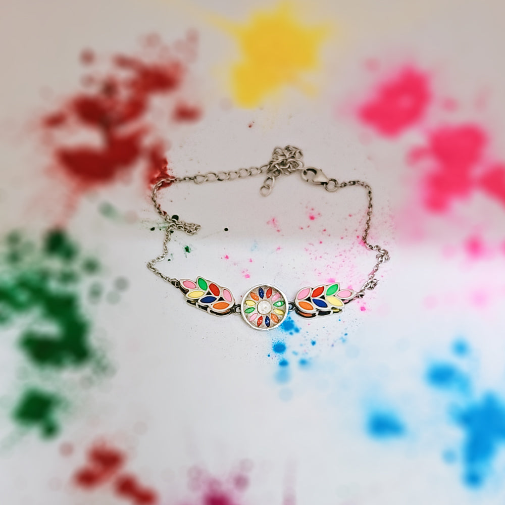 Rainbow Steps Anklet in Oxidised 925 Silver