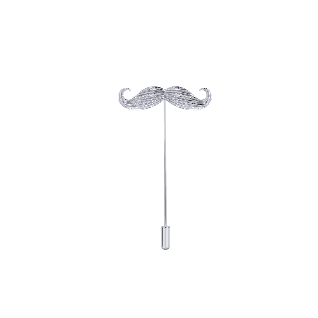 Handlebar Moustache Lapel Pin in 925 Silver