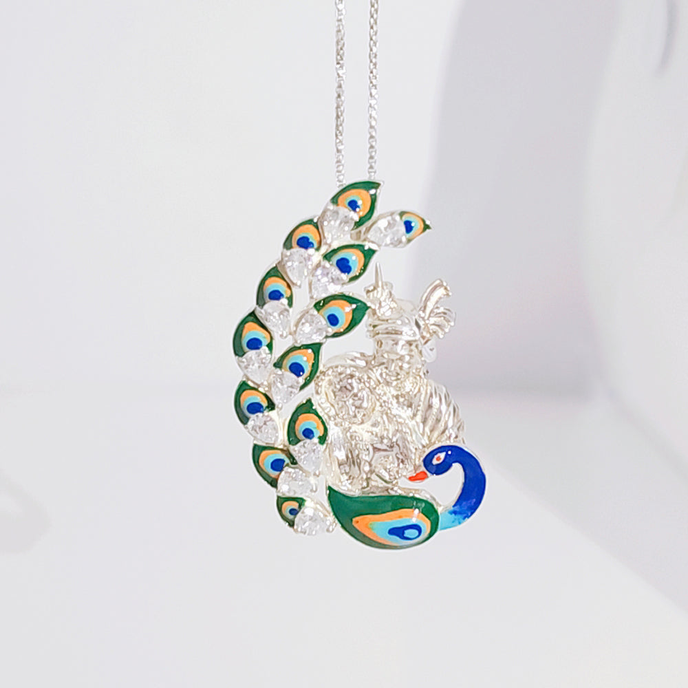 Radha Krishna Pendant cum Brooch in 925 Silver