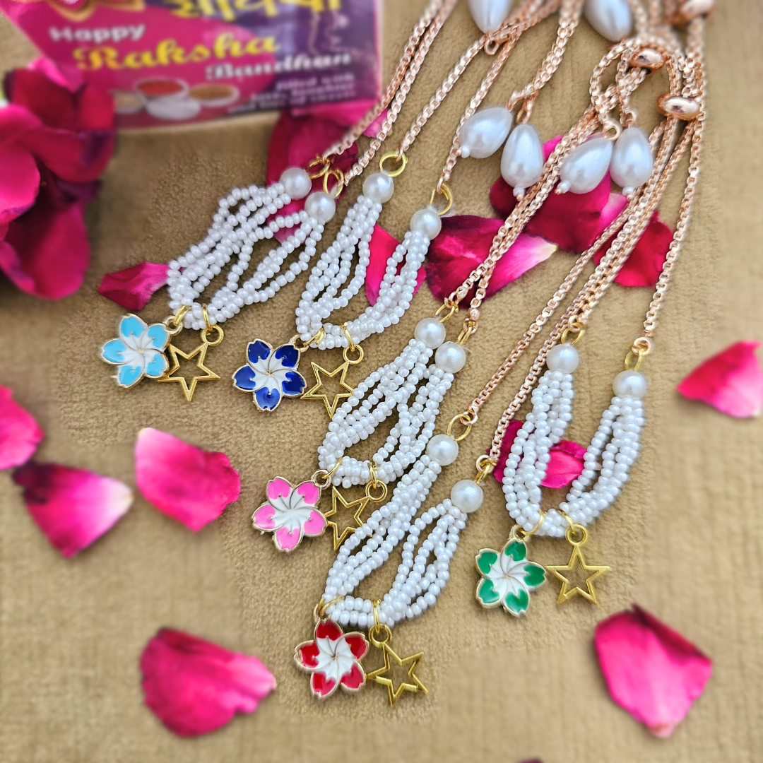 Flower Charm Bracelet Rakhi for Sisters