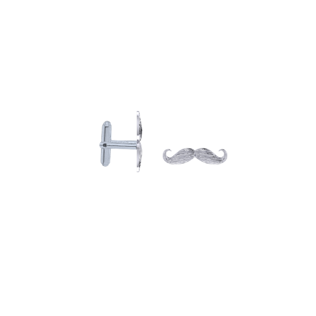 Handlebar Moustache Cufflinks in 925 Silver